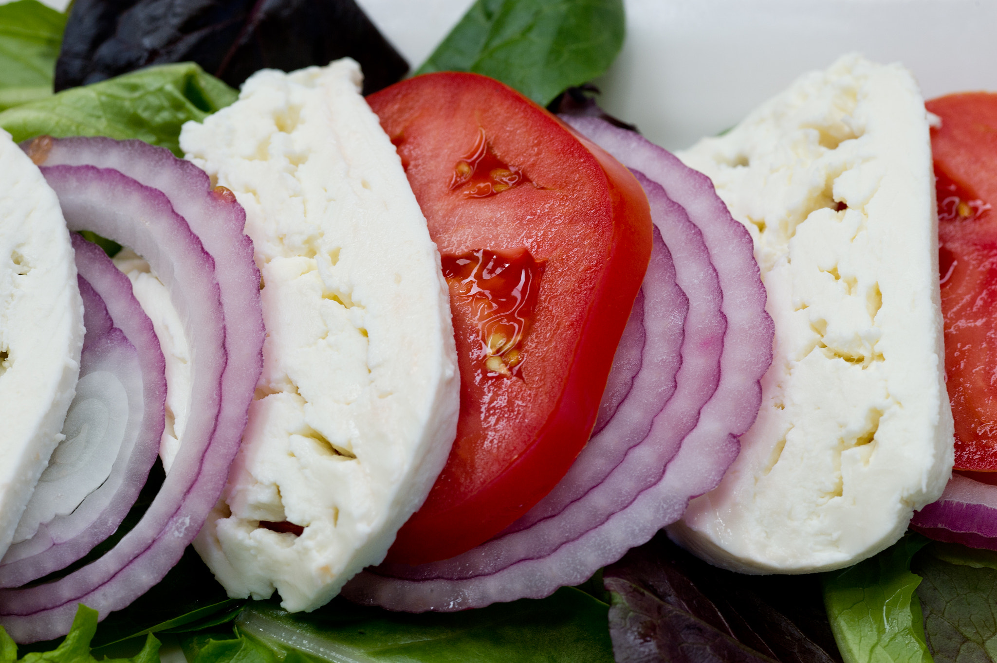 ZEISS Makro-Planar T* 100mm F2 sample photo. Tomato, mozzarella, onion appetizer at restaurant photography