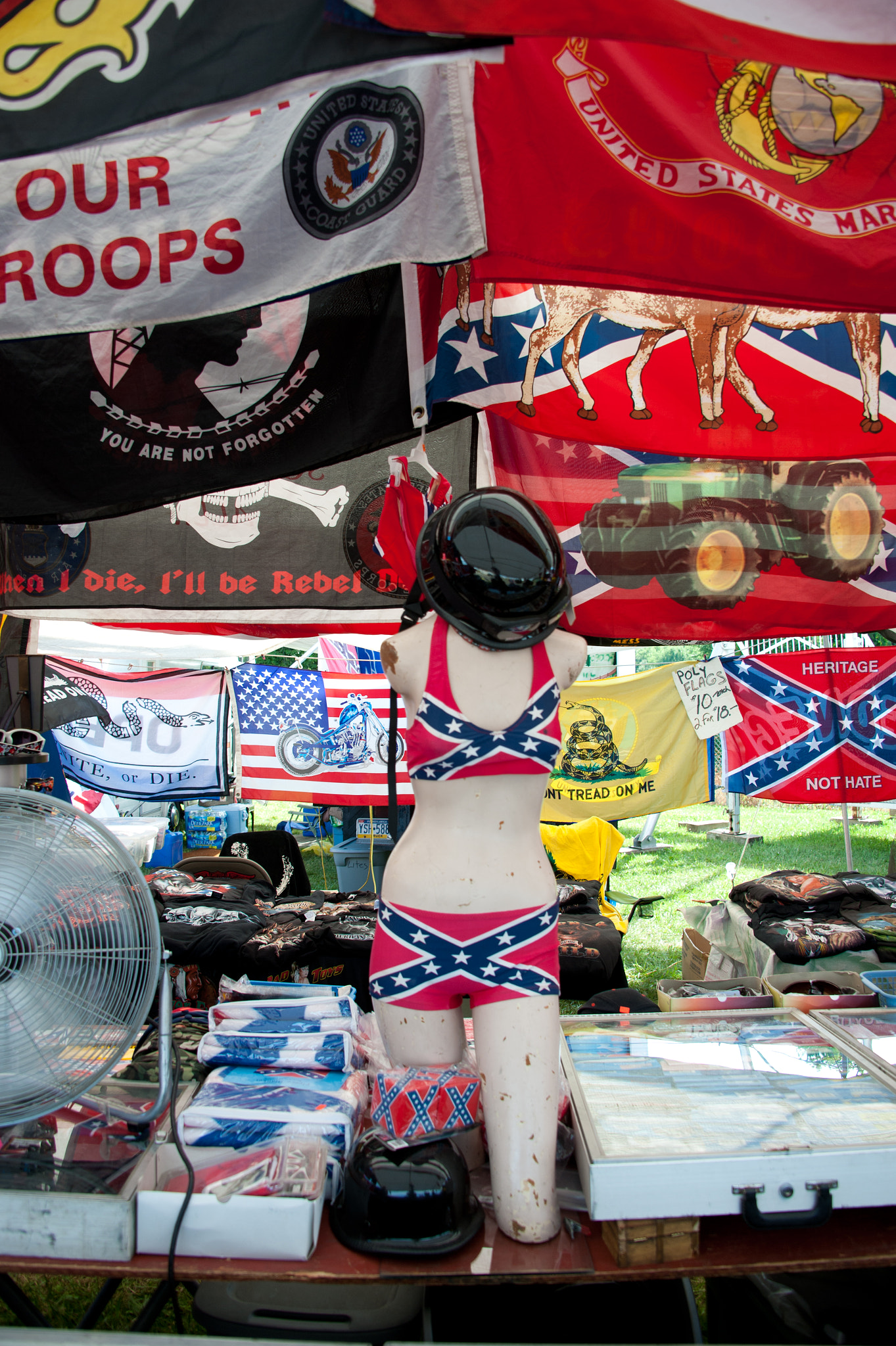 Nikon D700 sample photo. Confederate paraphernalia and flags at the mason dixon fair photography