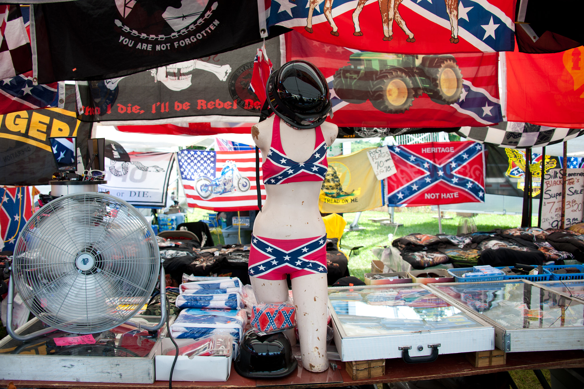 Nikon D700 sample photo. Confederate paraphernalia and flags at the mason dixon fair photography