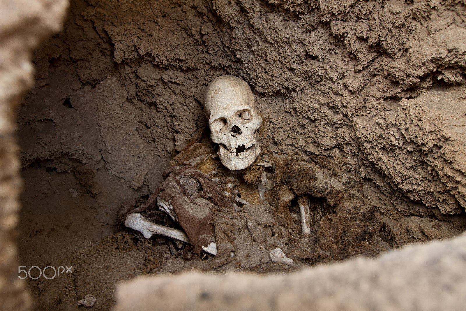 Canon EOS 7D + Canon EF 16-35mm F2.8L II USM sample photo. Exposed human skeleton and skull in a burial mound photography