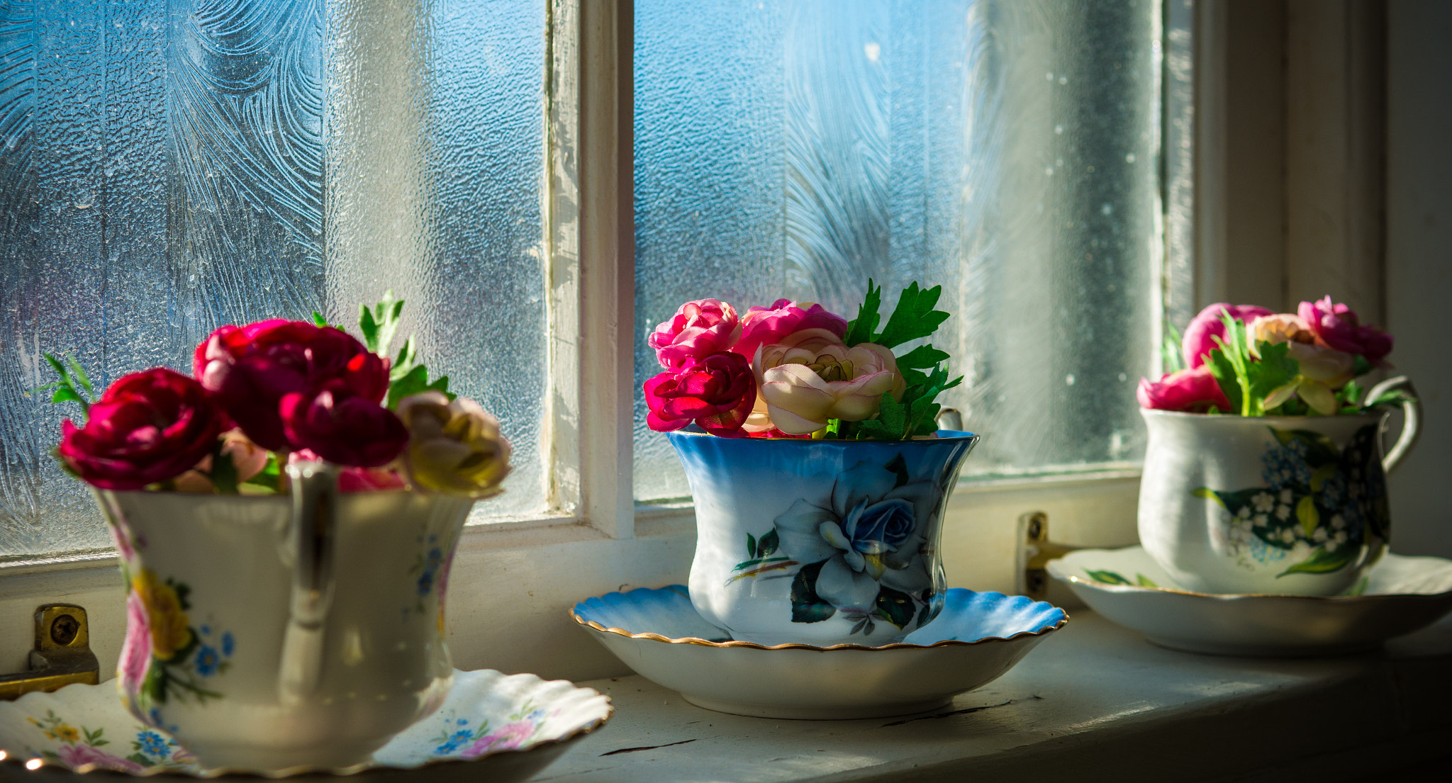 Nikon D7100 sample photo. Flowers in china cups photography