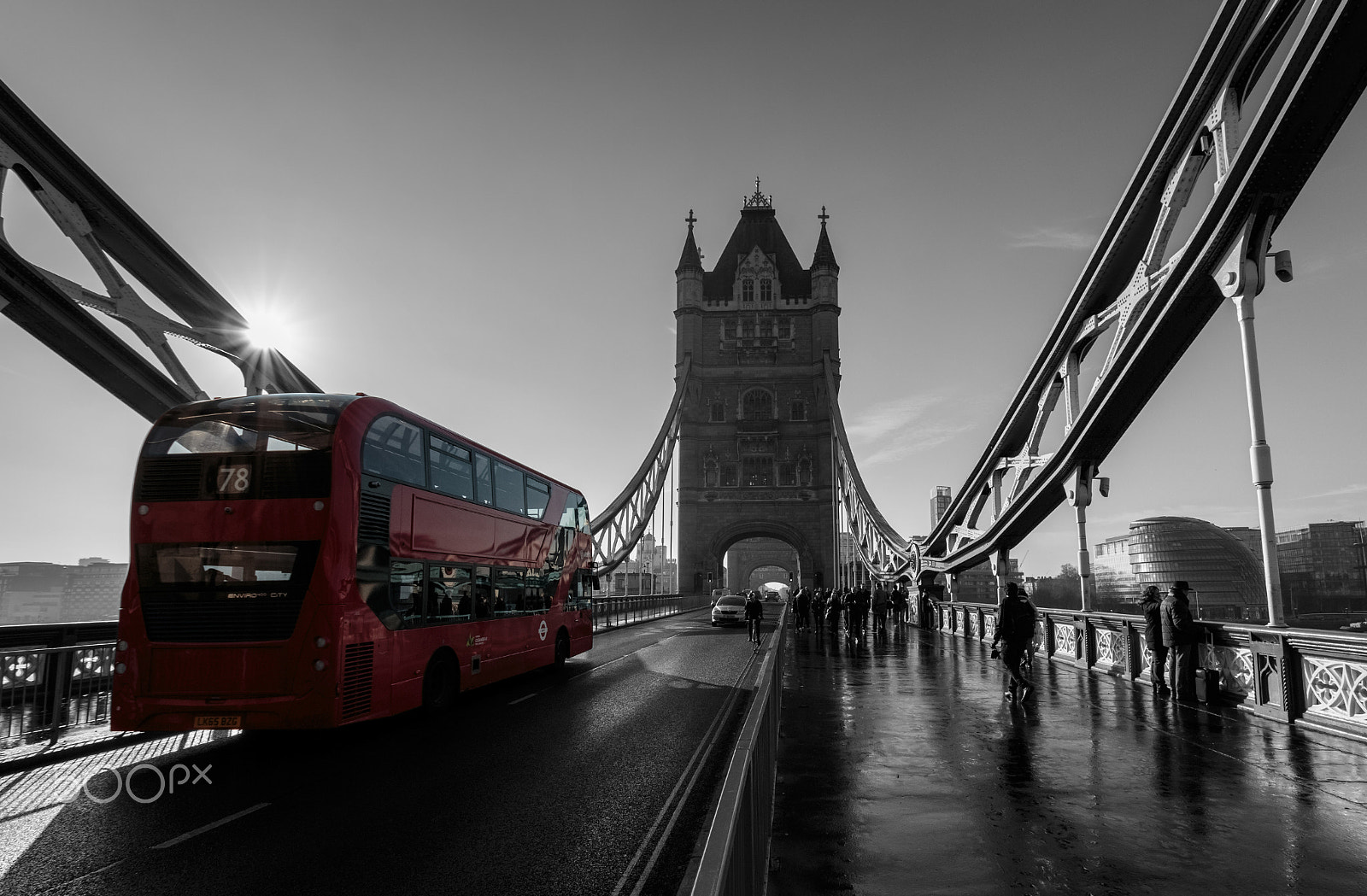 Sigma 10-20mm F3.5 EX DC HSM sample photo. London bus on tower bridge photography