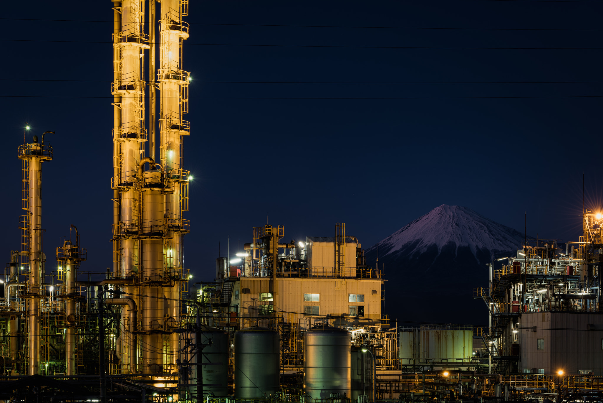 Nikon D810A + Nikon AF-S Nikkor 24-70mm F2.8E ED VR sample photo. Fuji over a chemical plant photography