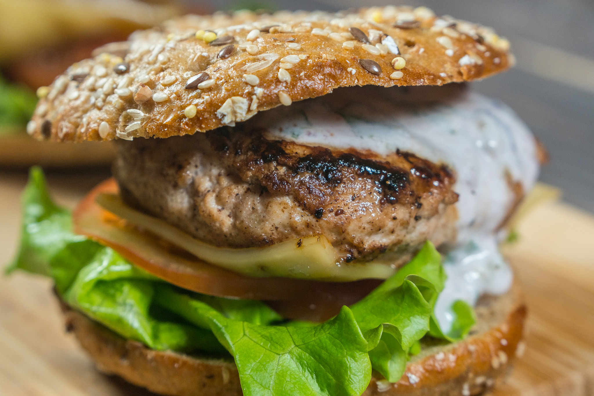 Sony a6300 sample photo. Cheeseburger with turkey and blueberry photography