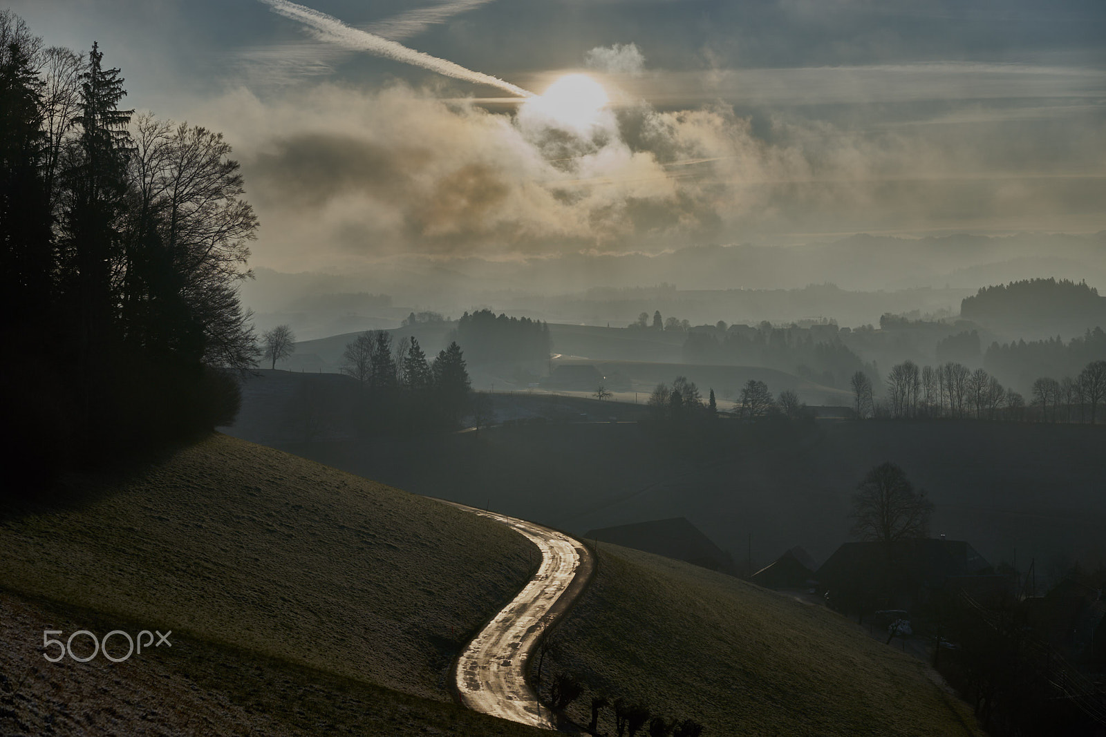 Sony Sonnar T* FE 55mm F1.8 ZA sample photo. Emmental landscape after sunrise photography