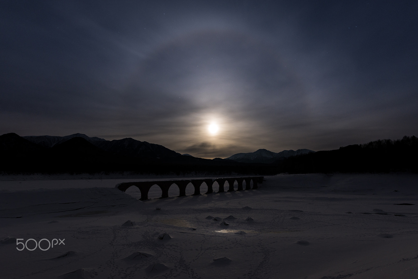 Nikon D600 + Nikon AF-S Nikkor 20mm F1.8G ED sample photo. Moon halo photography