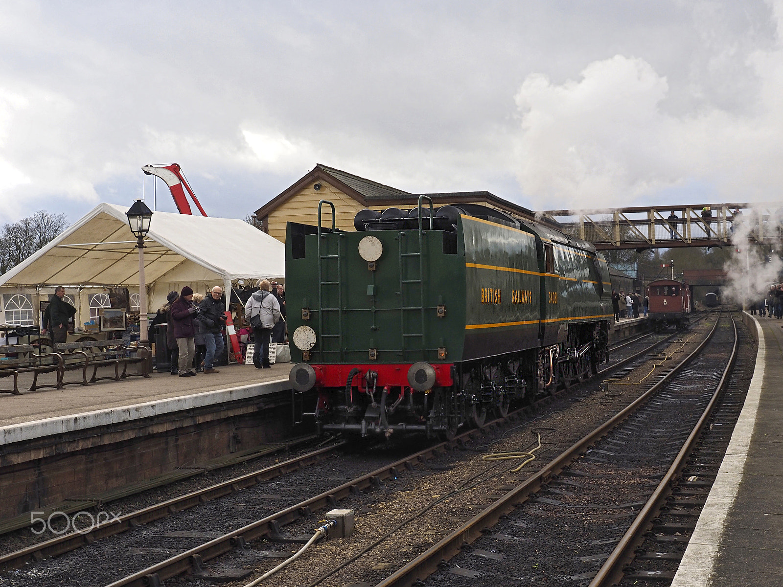 Olympus OM-D E-M1 sample photo. 92 squadron steam locomotive number 34081 at nene valley heritage railway event february 2017 photography