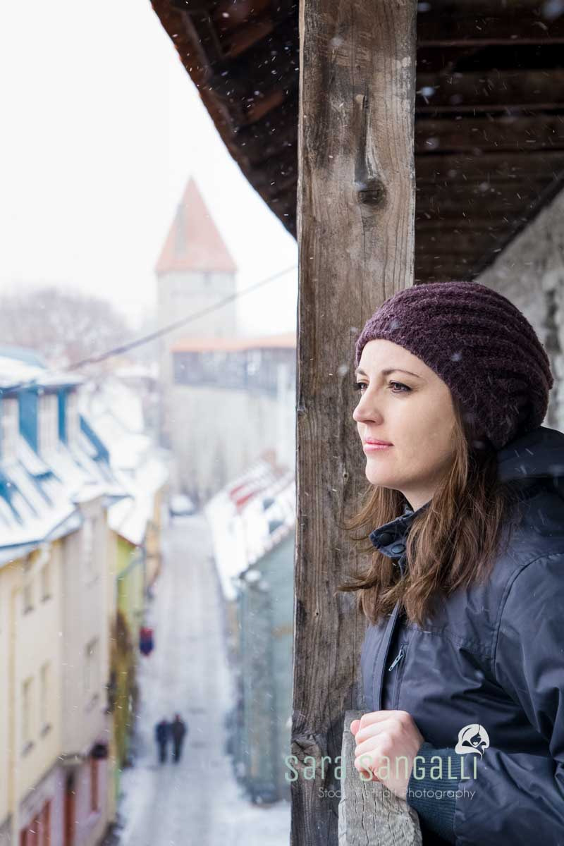 Canon EOS 6D sample photo. Woman watching down from high passages in tallinn, estonia photography
