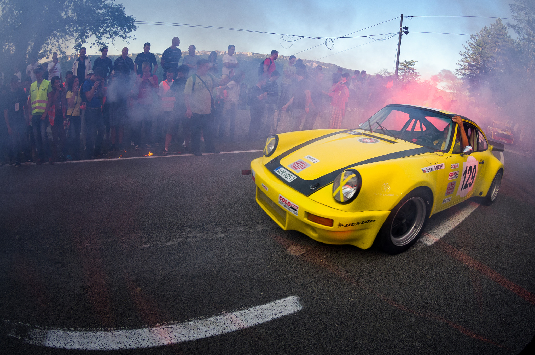 Pentax K-x + Pentax smc DA 10-17mm F3.5-4.5 ED (IF) Fisheye sample photo. Yellow porsche photography