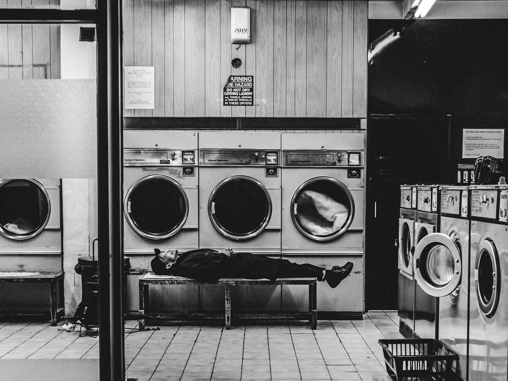 Olympus OM-D E-M10 II sample photo. Laundrette meditation photography