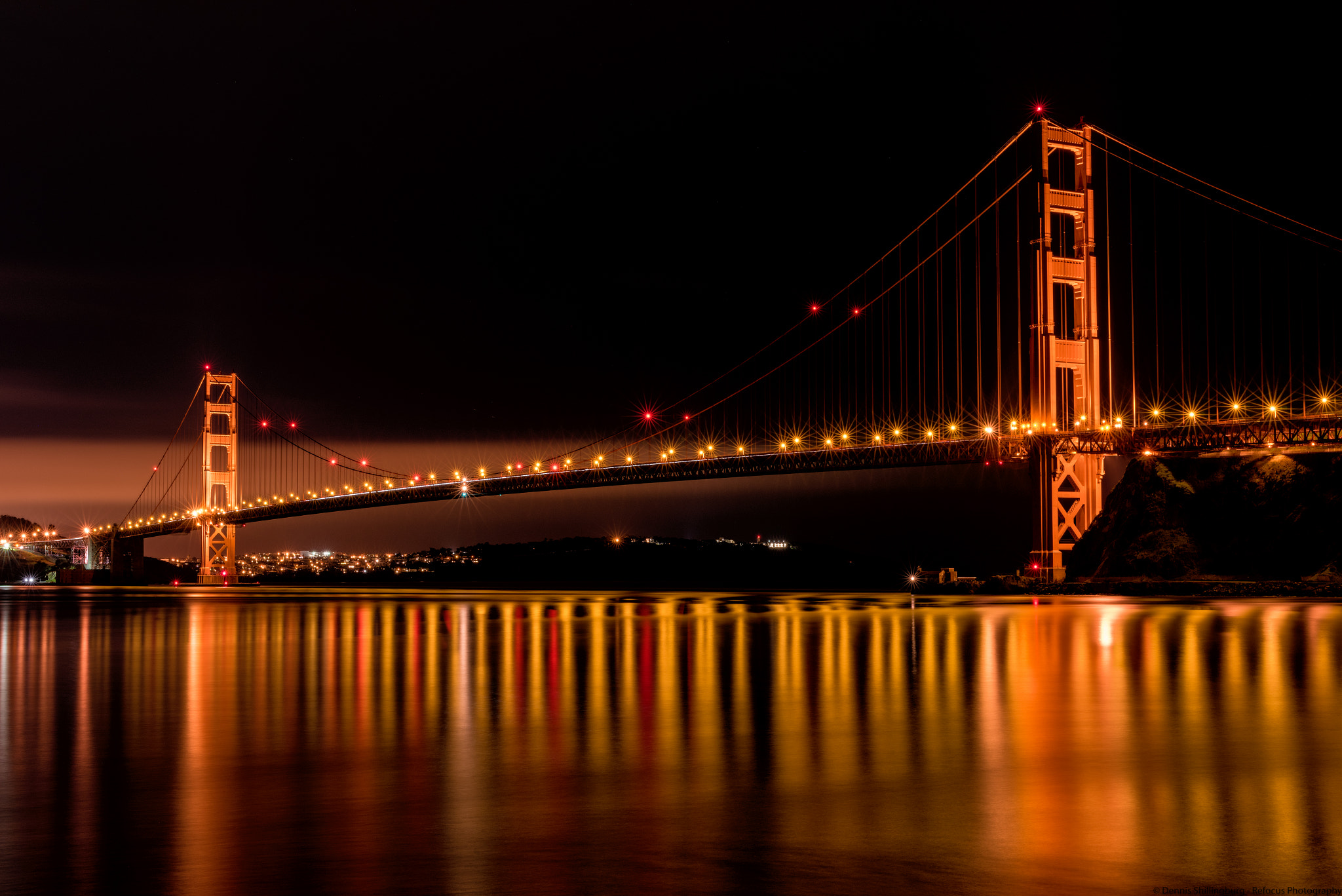Nikon D810 + Nikon AF-S Nikkor 50mm F1.4G sample photo. Golden gate bridge at night photography