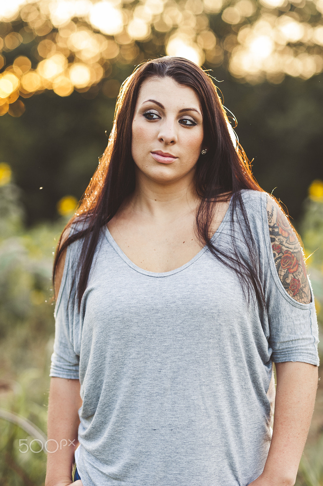 Nikon D700 + Nikon AF Nikkor 85mm F1.8D sample photo. Amber in the sunflowers photography