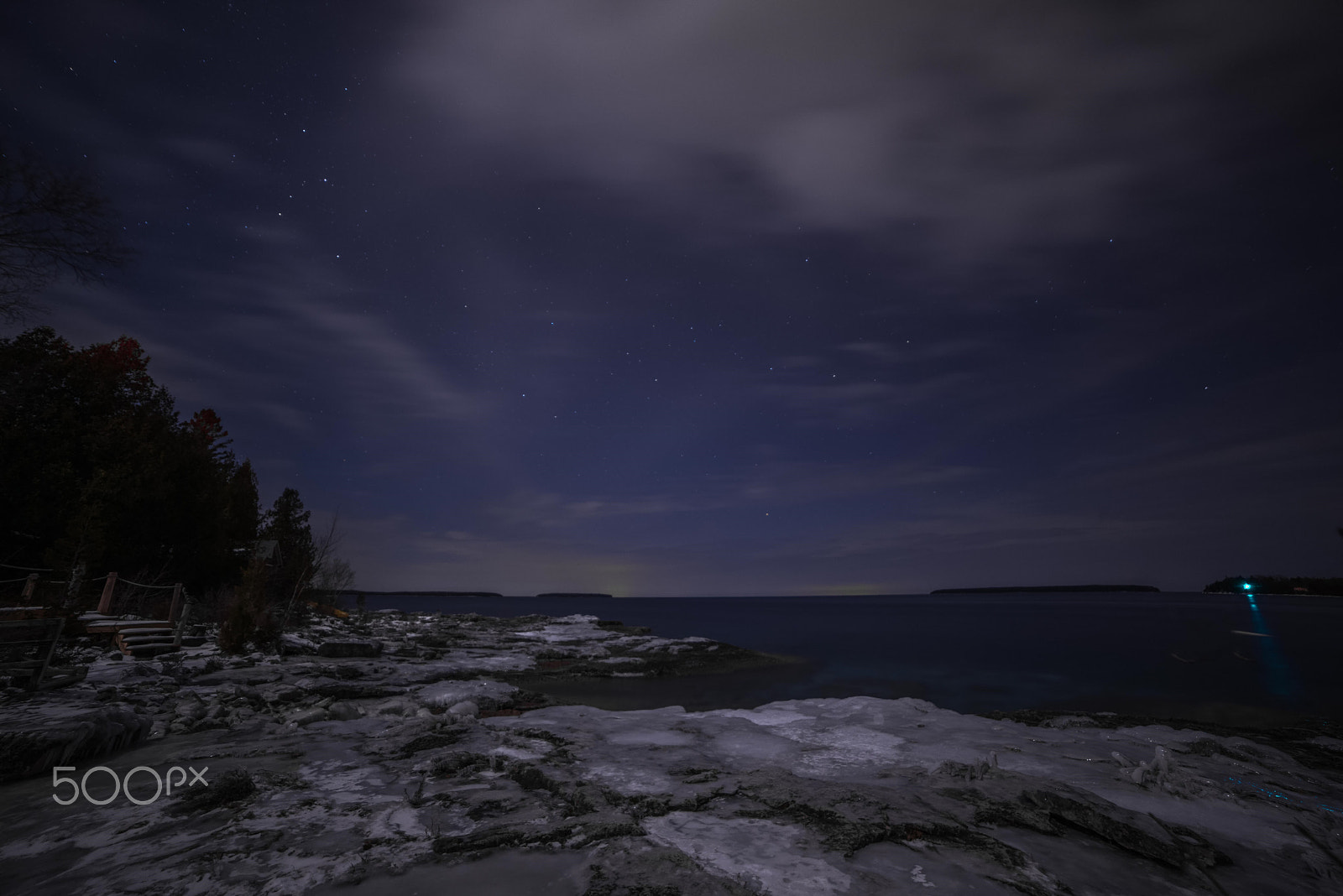 Nikon D800 + Samyang 14mm F2.8 ED AS IF UMC sample photo. Winter coastline landscape at night from tobermory photography