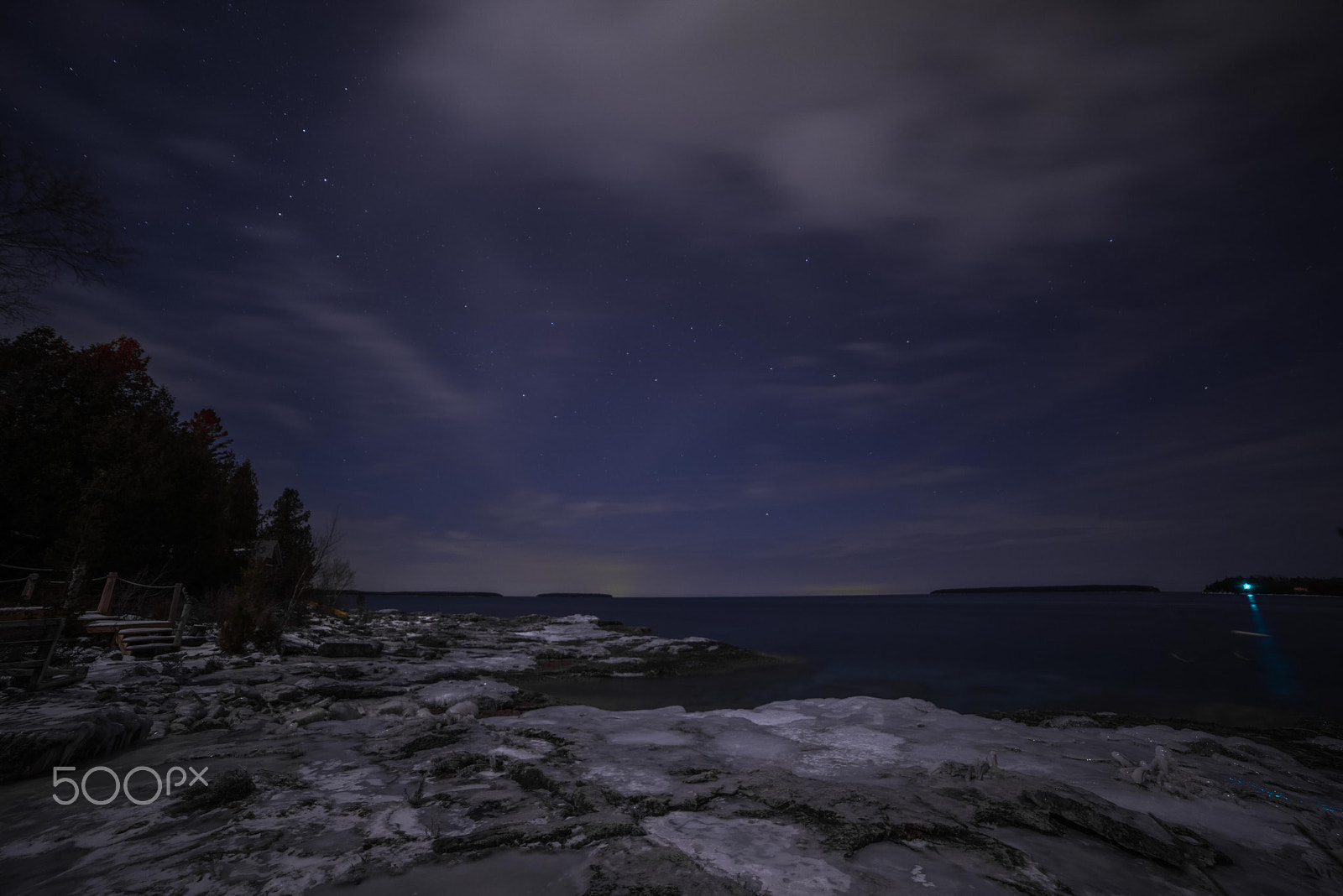 Samyang 14mm F2.8 ED AS IF UMC sample photo. Winter coastline landscape at night from tobermory photography