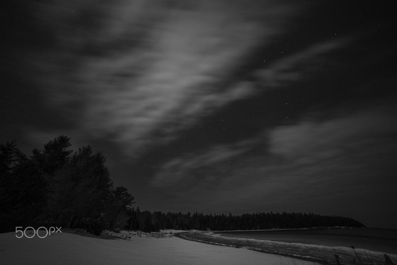 Nikon D800 sample photo. Winter coastline landscape at night from dunks bay, tobermory, b photography