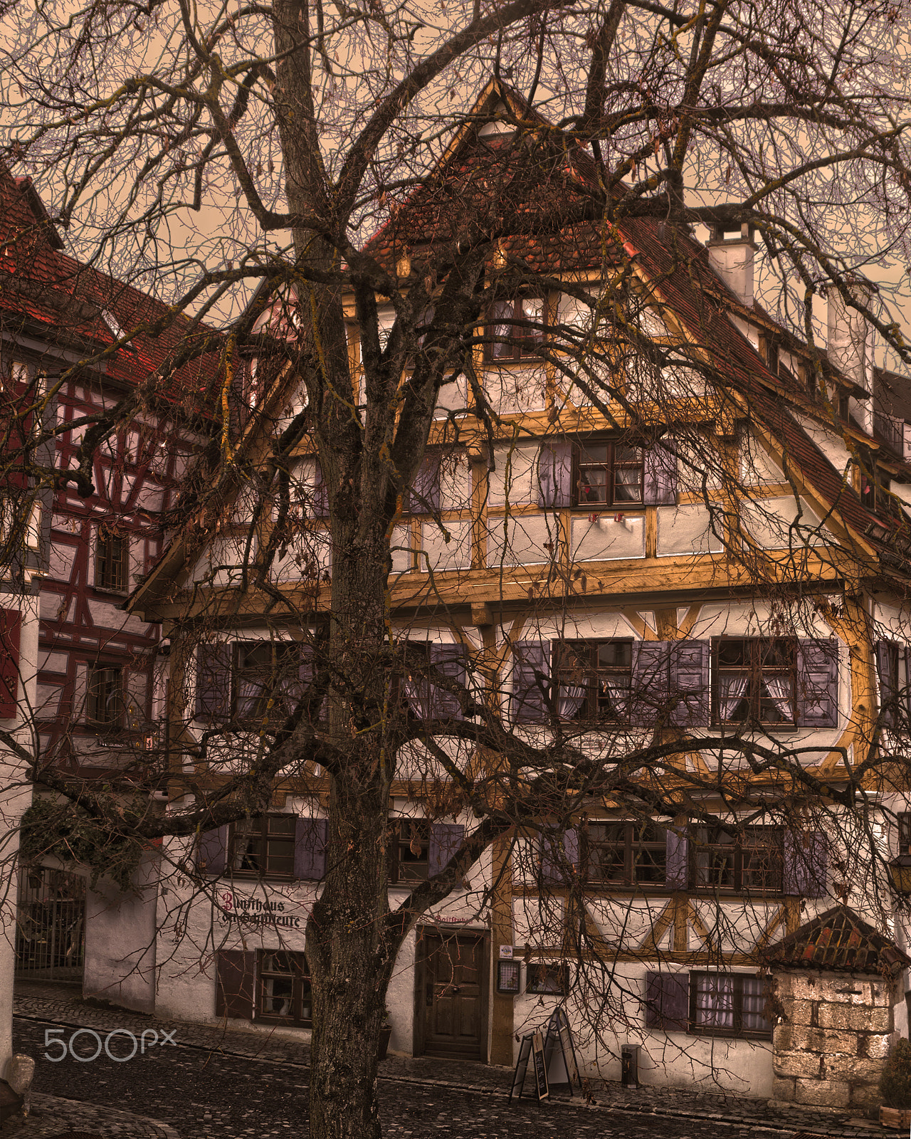 Panasonic Lumix DMC-G3 sample photo. Old half-timbered house with restaurant photography
