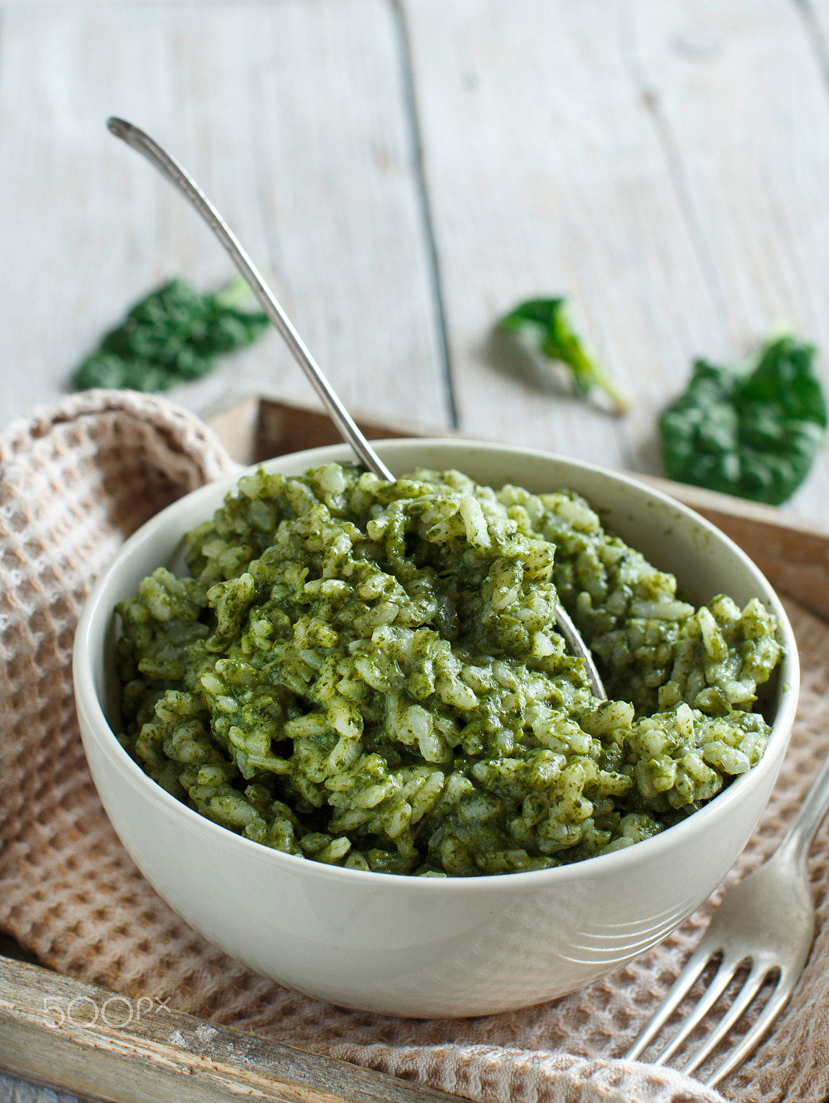 Canon EOS 650D (EOS Rebel T4i / EOS Kiss X6i) + Canon EF 50mm F1.2L USM sample photo. Risotto with spinach cream photography
