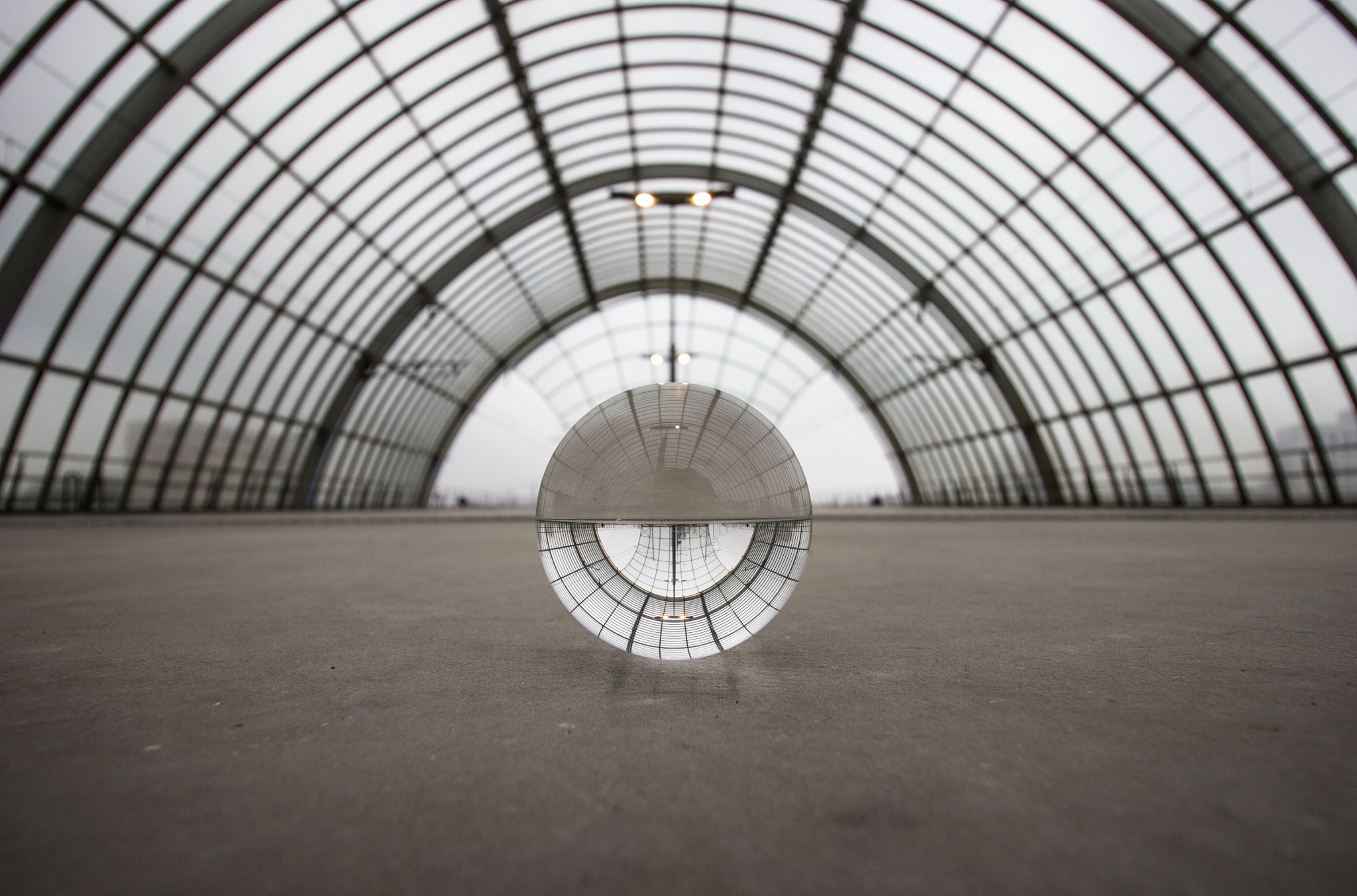 Canon EOS 550D (EOS Rebel T2i / EOS Kiss X4) sample photo. The train station in a crystal ball photography
