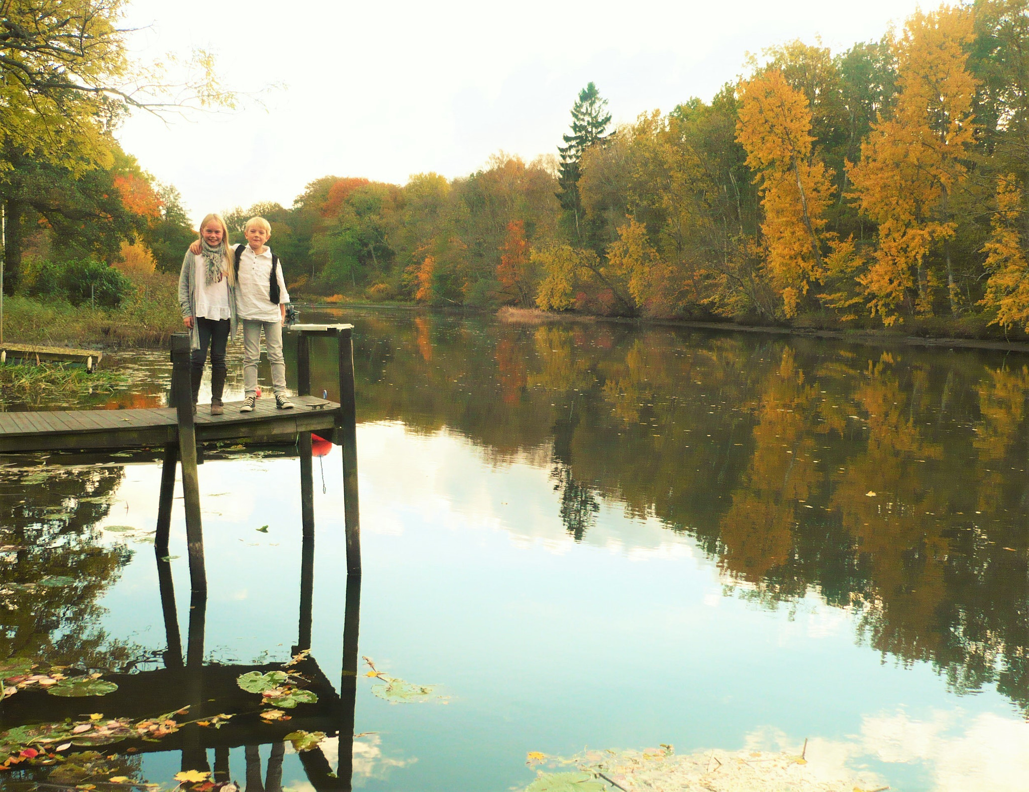 Panasonic DMC-FX12 sample photo. Brother and sister by the river photography