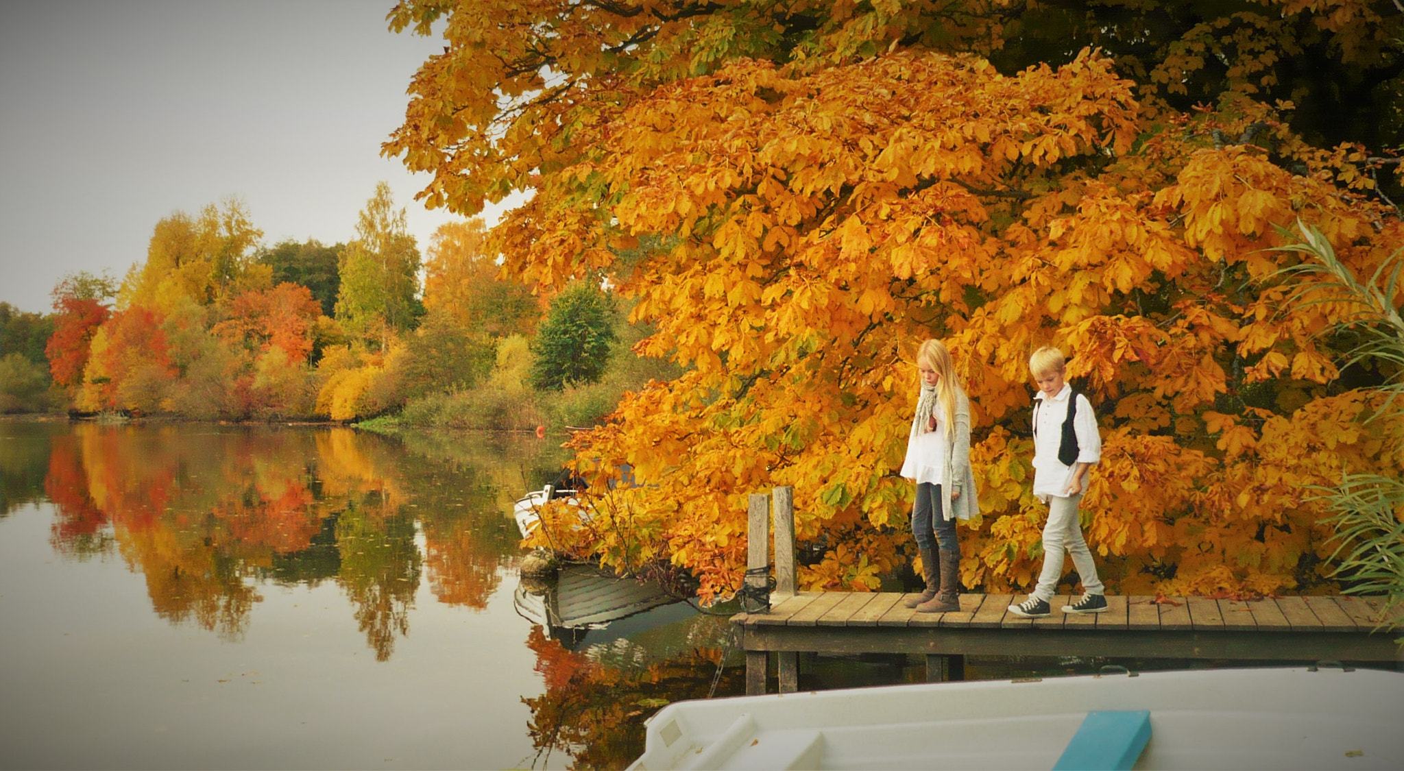 Panasonic DMC-FX12 sample photo. Brother and sister by the river photography