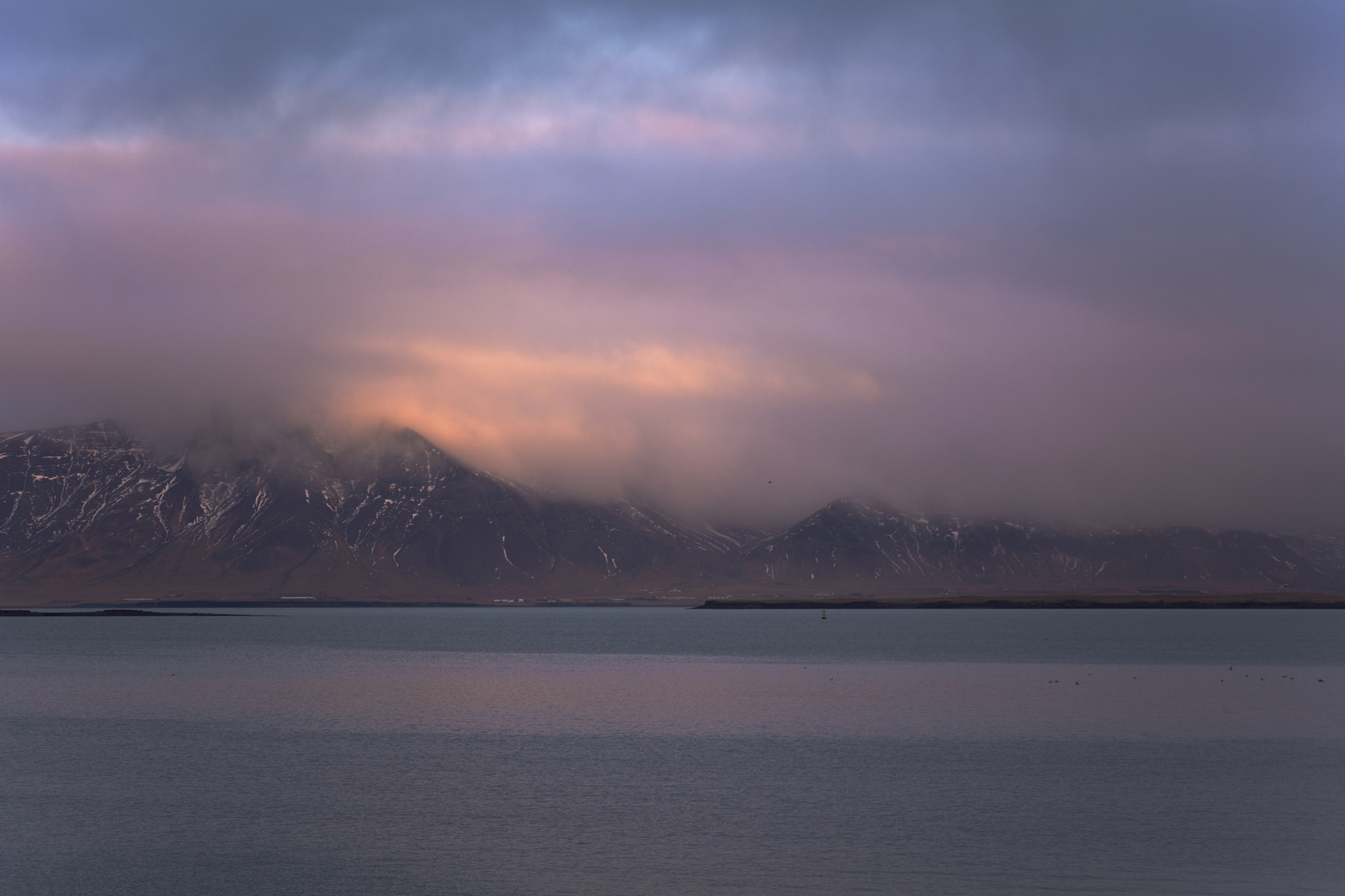 EF75-300mm f/4-5.6 sample photo. Sunset over the reykjavik harbour photography