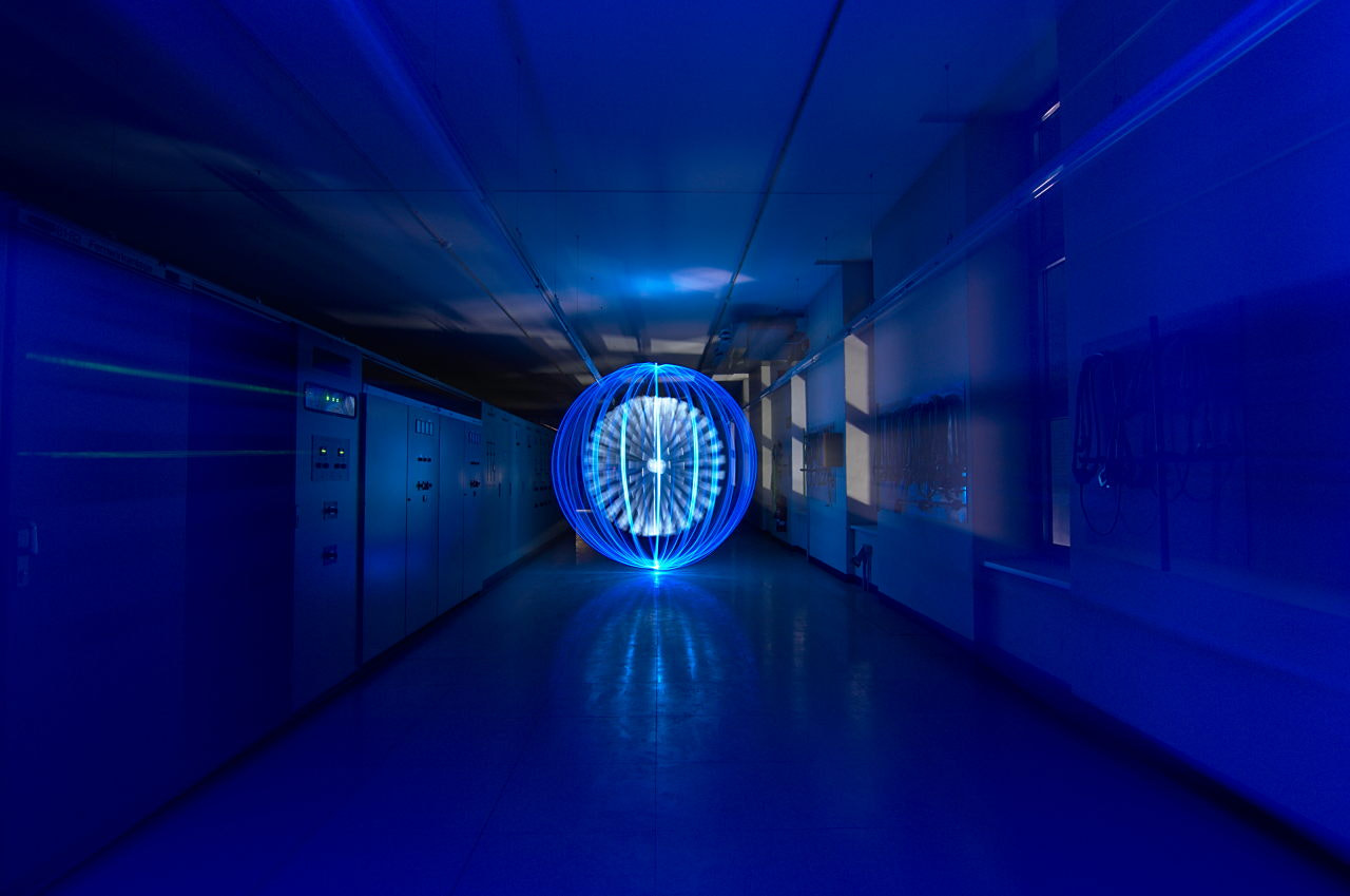 Nikon D300S sample photo. Blue orb in blue room photography