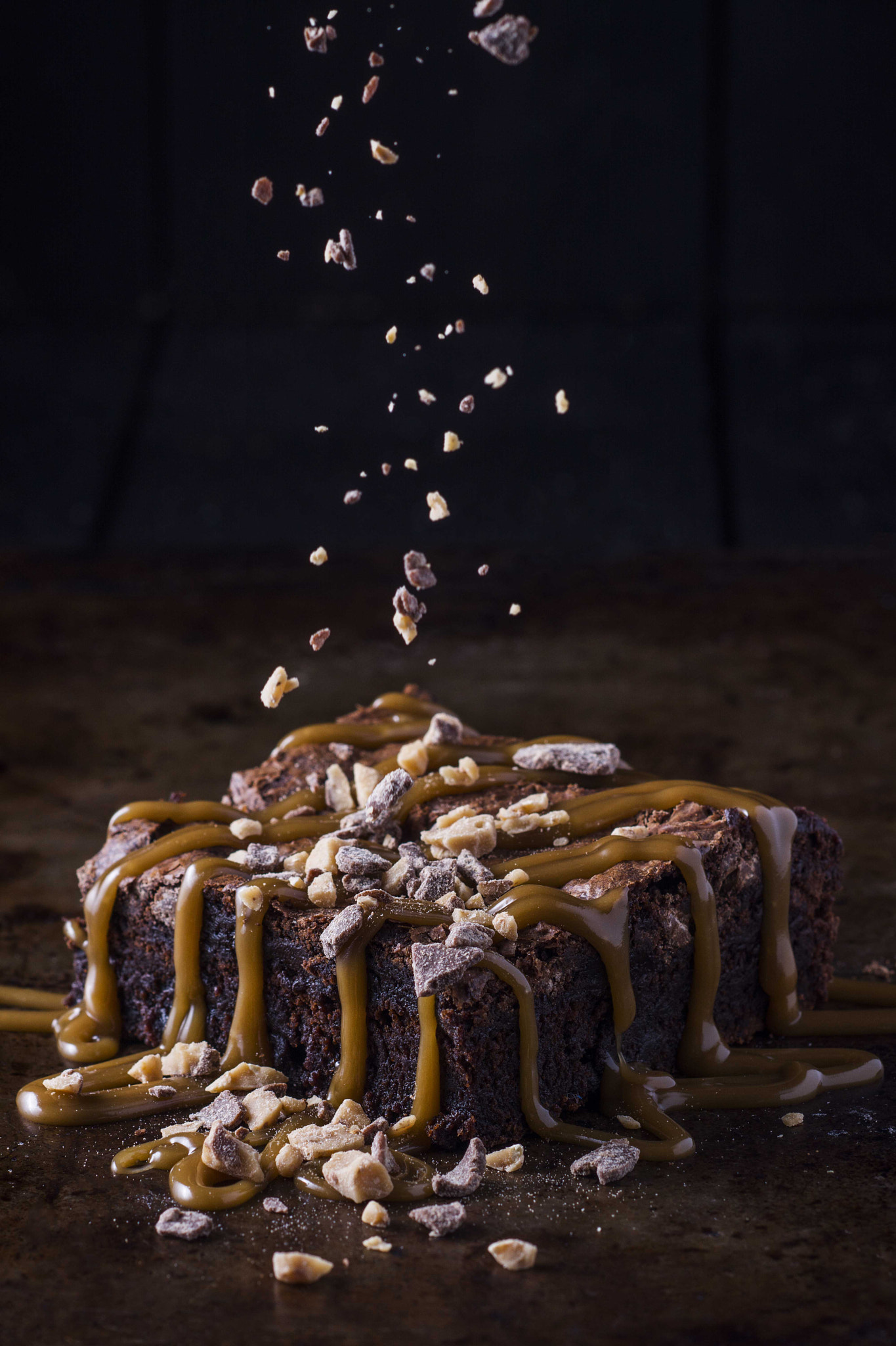 Nikon D7100 sample photo. Dark chocolate brownie with caramel photography