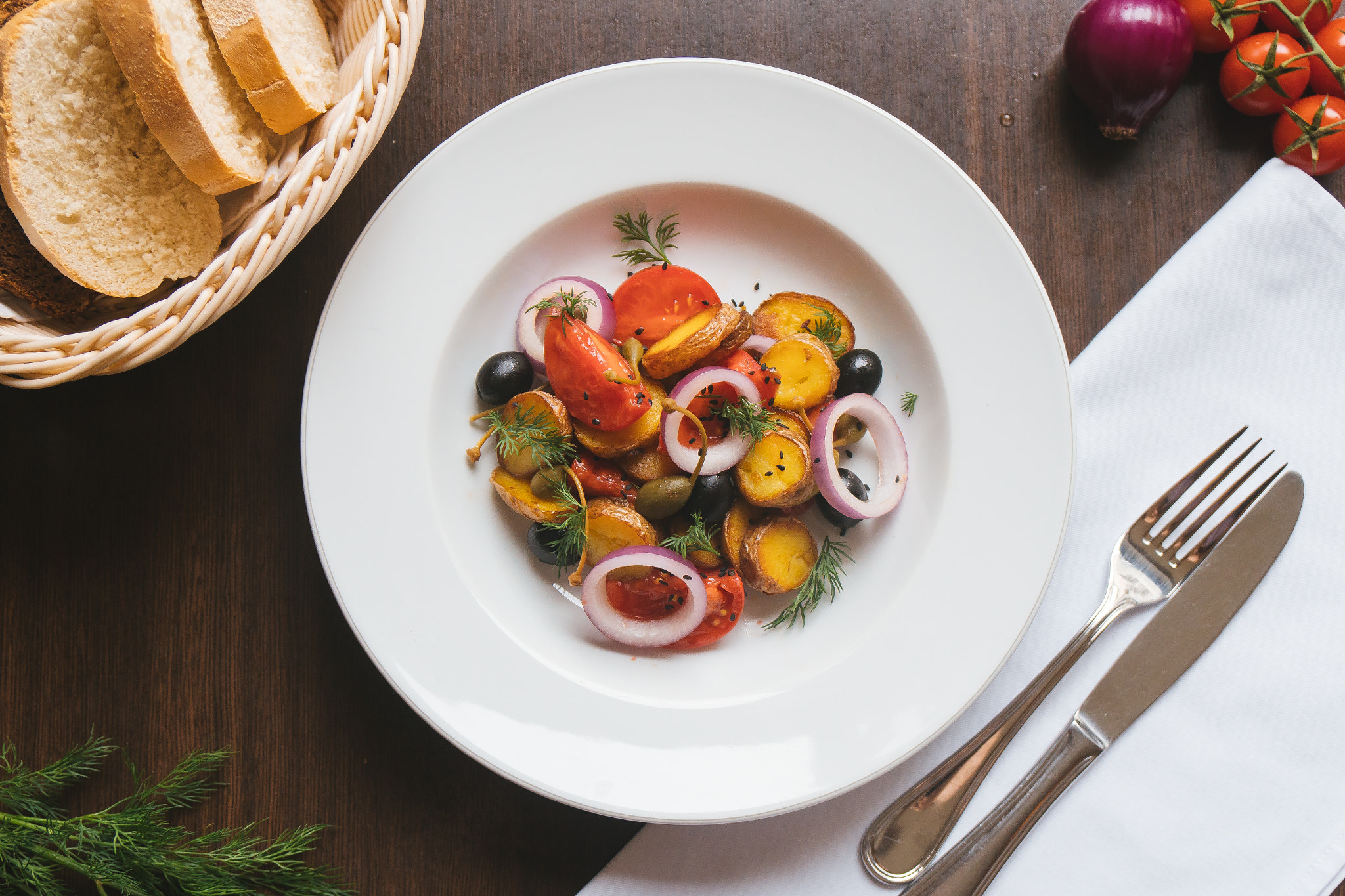 Sony a6300 sample photo. Spring salad with potato photography