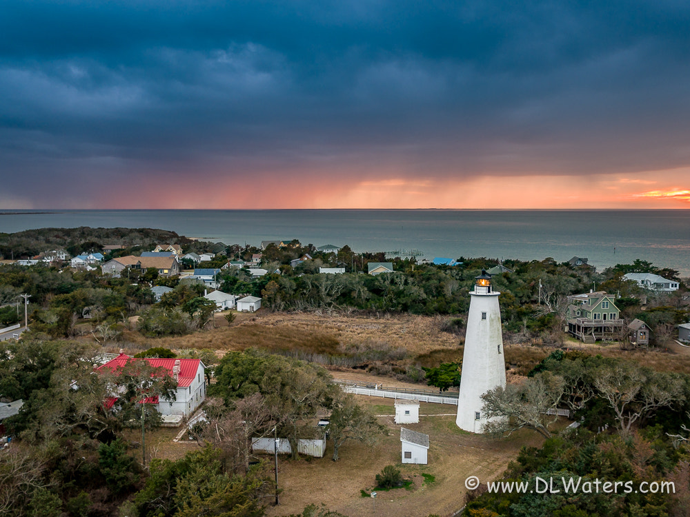 DJI MFT 15mm F1.7 ASPH sample photo. Above ocracoke lighthouse photography