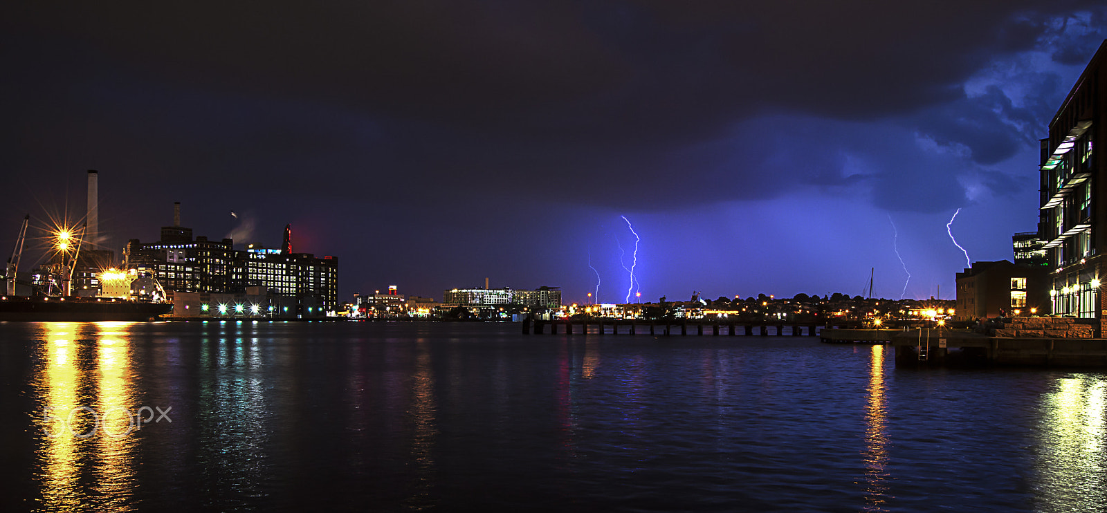 Nikon AF Nikkor 24-85mm F2.8-4D IF sample photo. Fells point lightning strikes photography