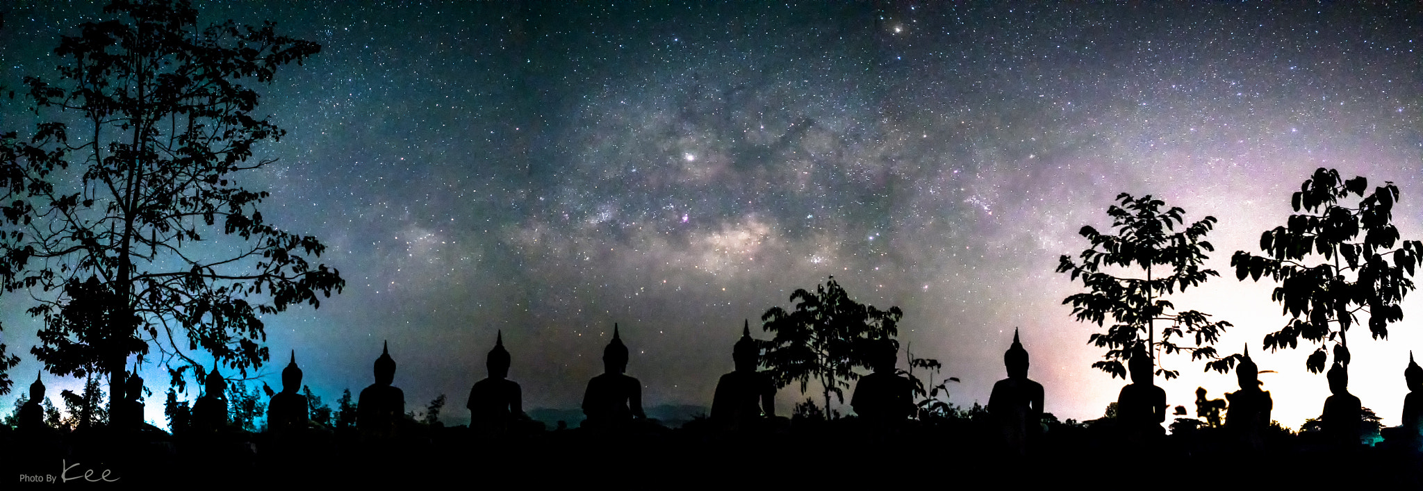 Panasonic Lumix DMC-GM1 + Olympus M.Zuiko Digital 17mm F1.8 sample photo. Milky way with the buddha photography