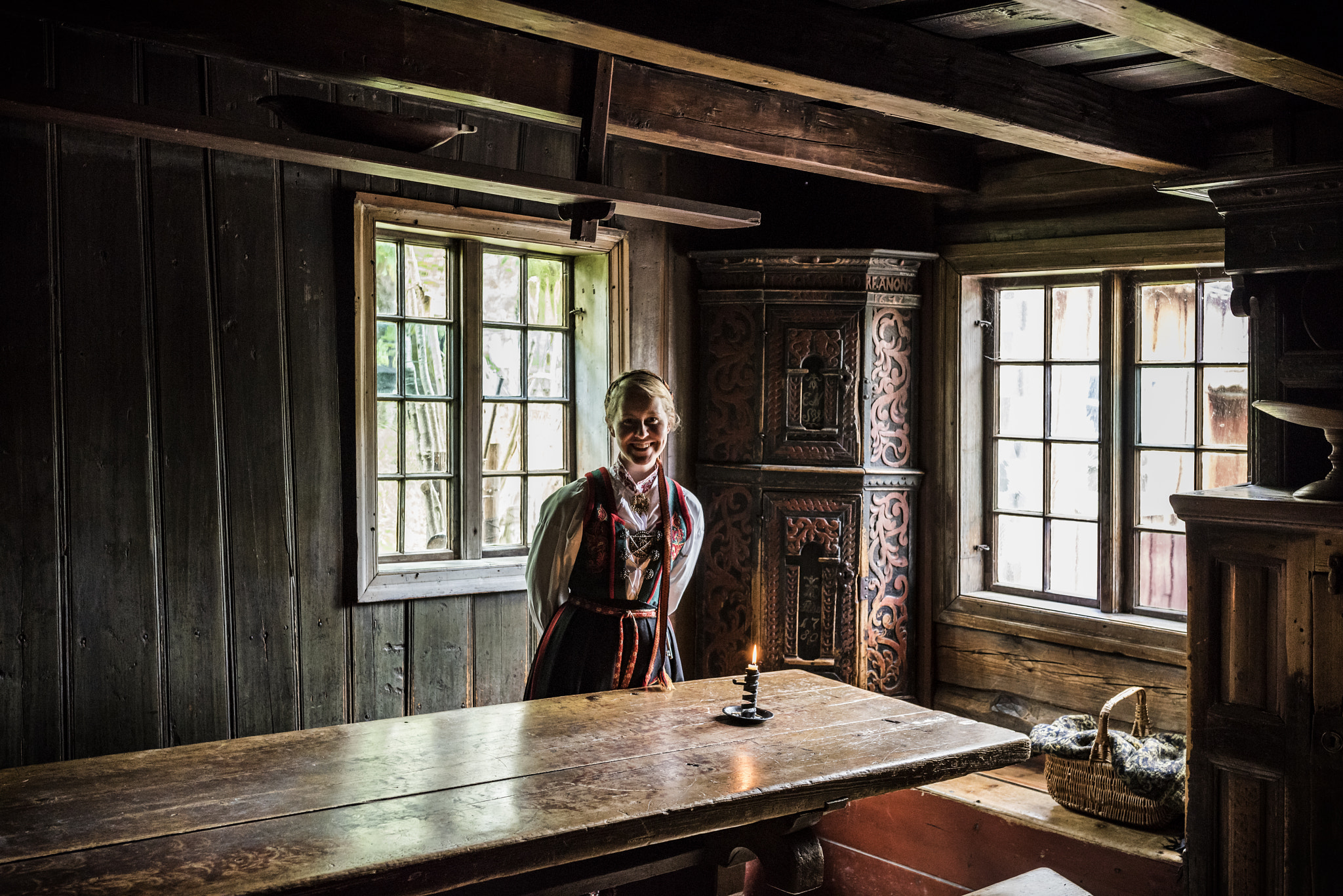 Nikon D810 + Sigma 35mm F1.4 DG HSM Art sample photo. Ingvild and her wooden house photography