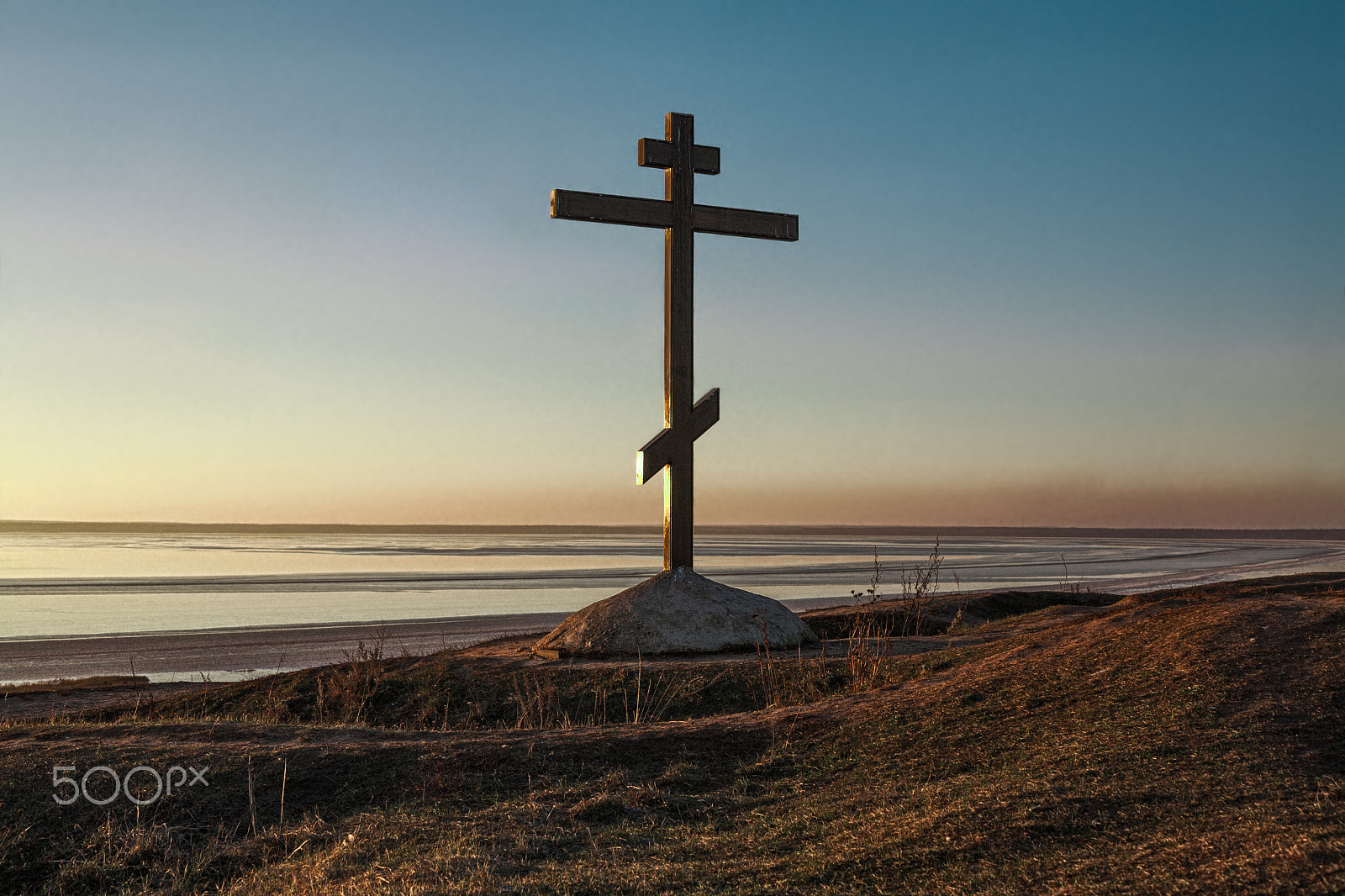 Canon EOS 5D + Canon EF 28-135mm F3.5-5.6 IS USM sample photo. Orthodox cross on the mountain photography