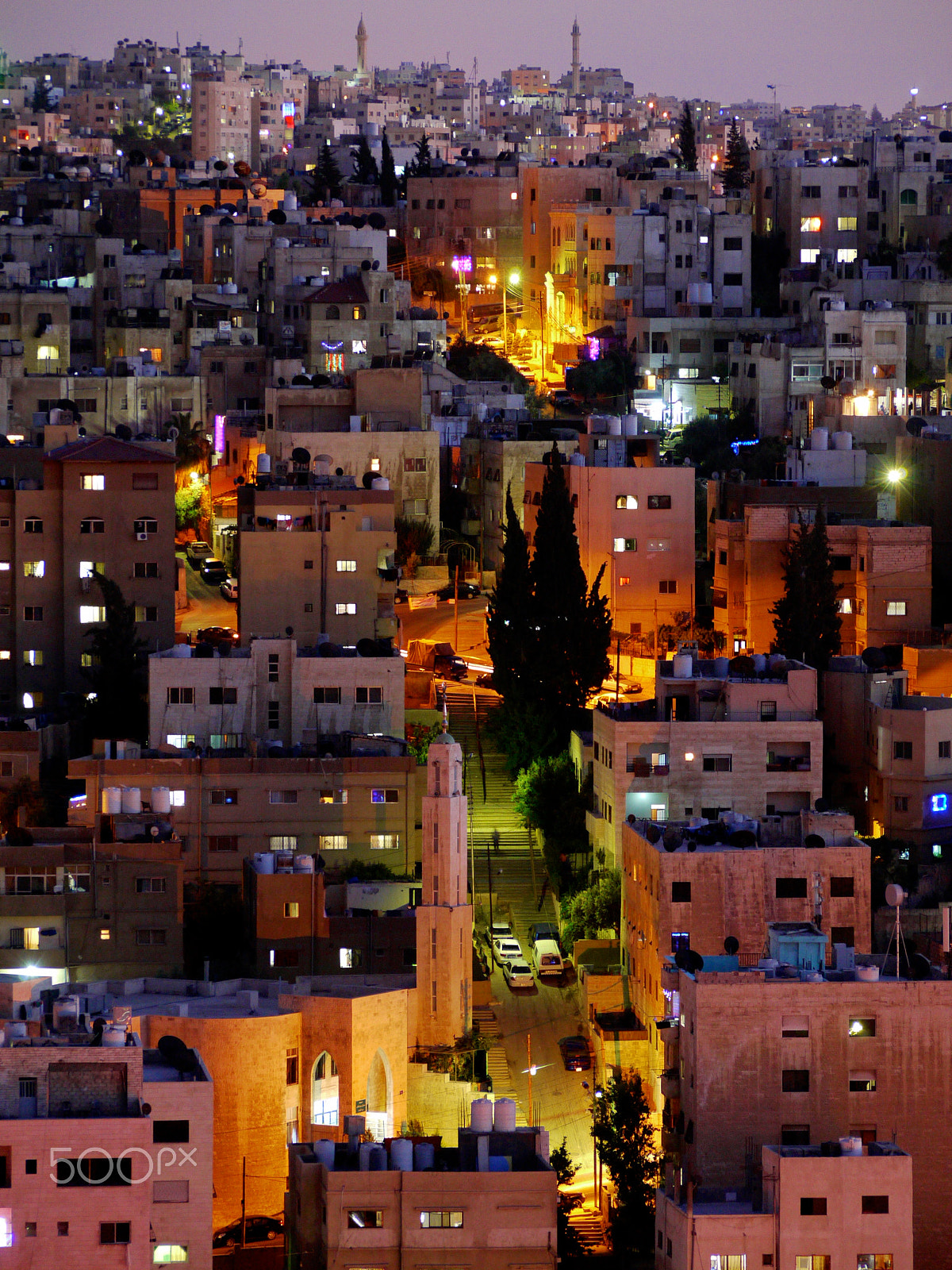 Panasonic Lumix G Vario 45-200mm F4-5.6 OIS sample photo. Amman after sunset photography