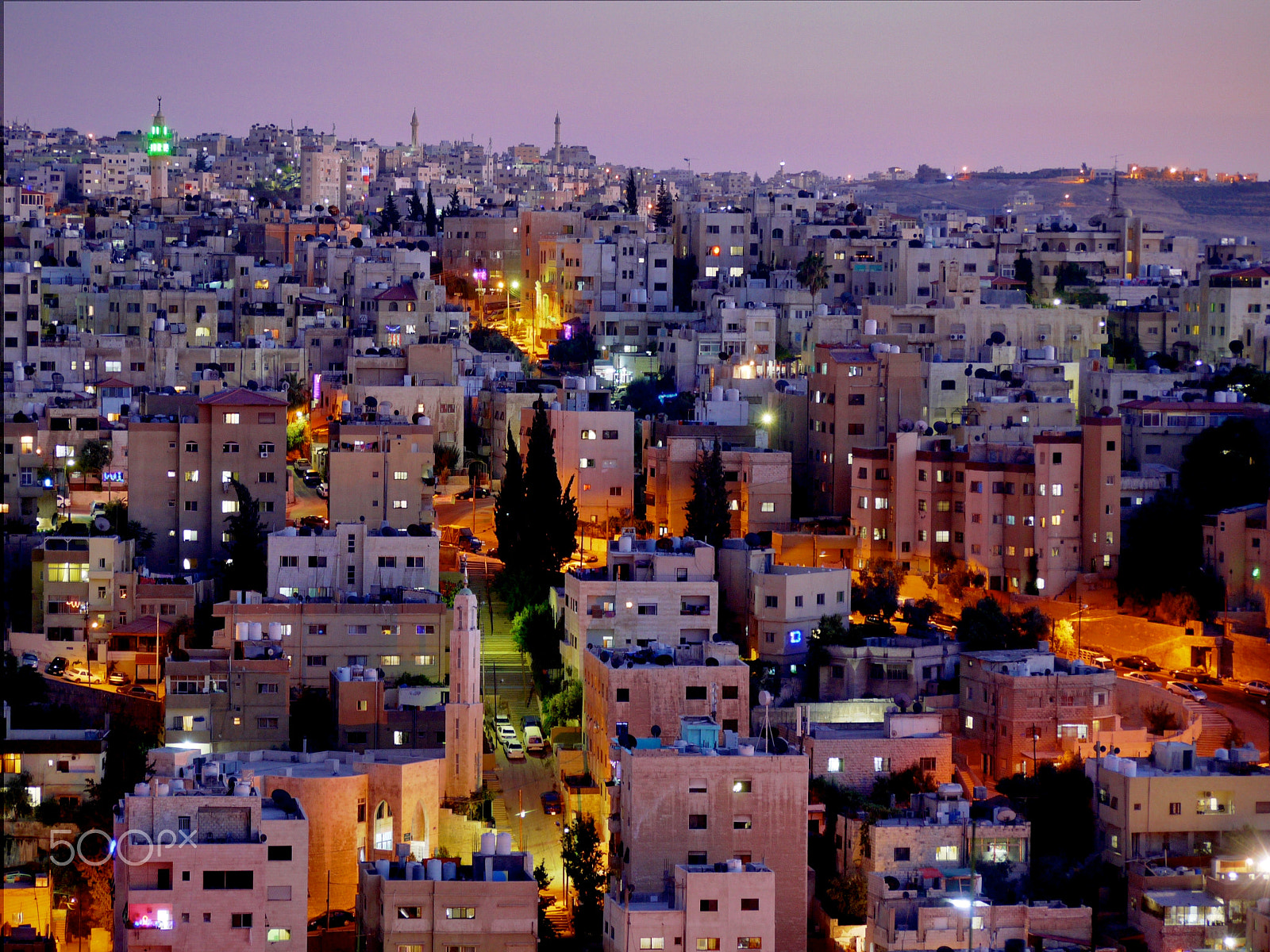 Panasonic Lumix G Vario 45-200mm F4-5.6 OIS sample photo. Amman after sunset photography
