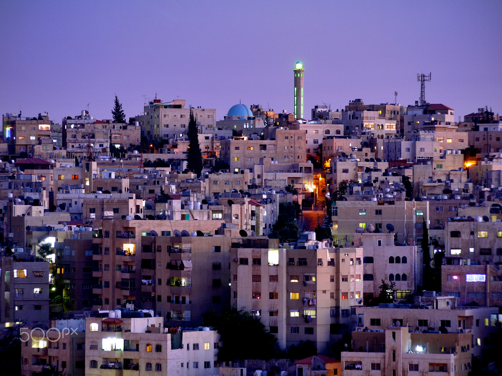 Panasonic Lumix G Vario 45-200mm F4-5.6 OIS sample photo. Amman after sunset photography