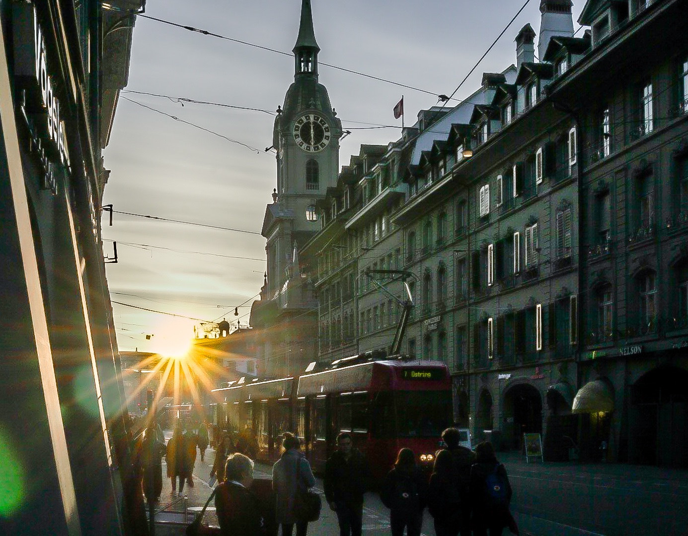 Sony a6300 + Sony FE 28mm F2 sample photo. Bern downtown at sunset photography