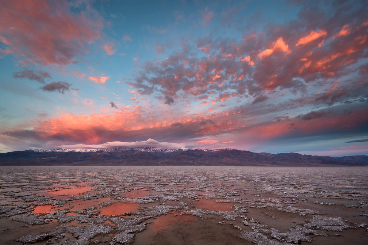 Nikon D7100 sample photo. Sunrise reflectons at badwater basin, death valley national park photography