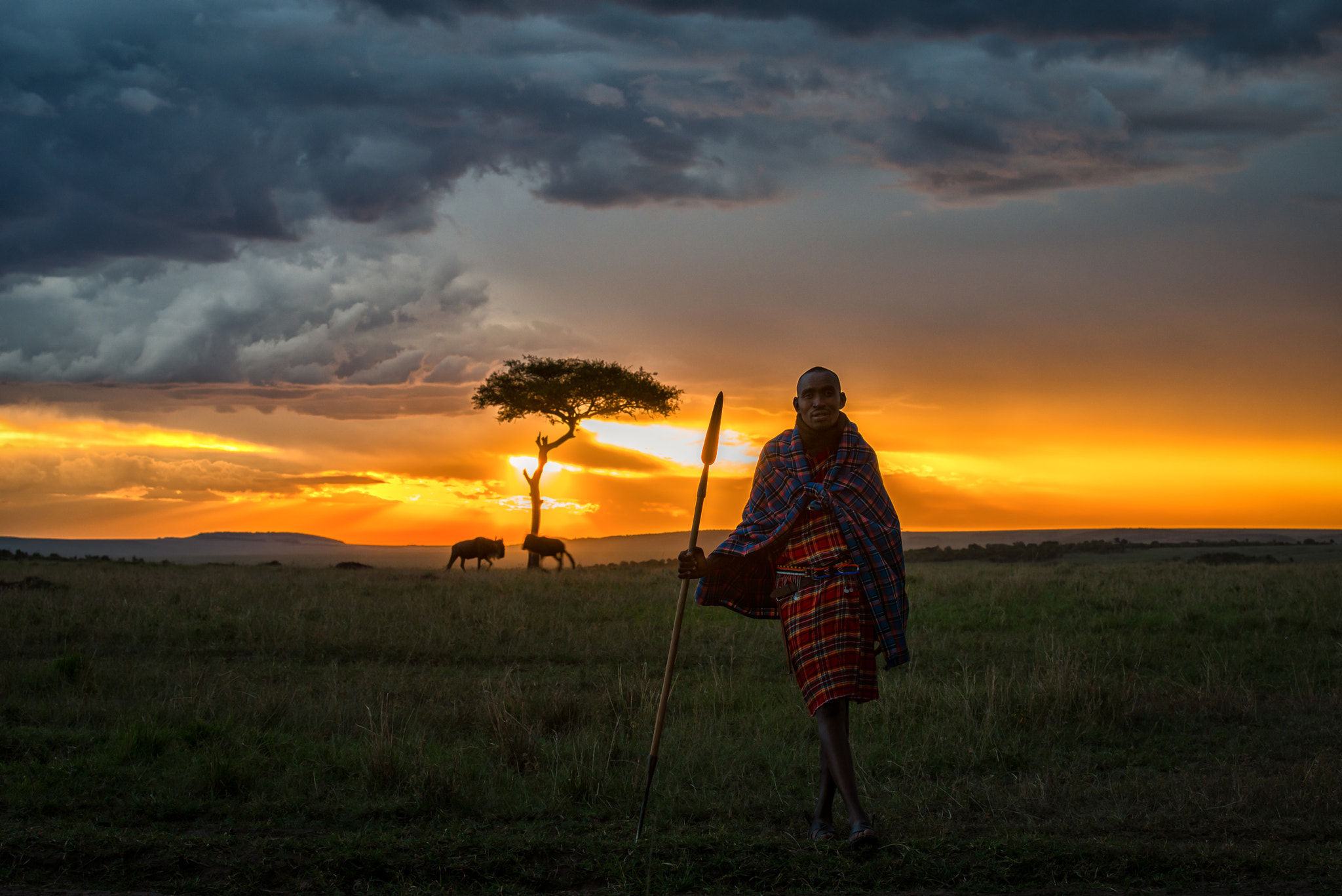 Nikon D800E + Nikon AF-S Nikkor 70-200mm F4G ED VR sample photo. Maasai warrior, masai mara, kenya photography