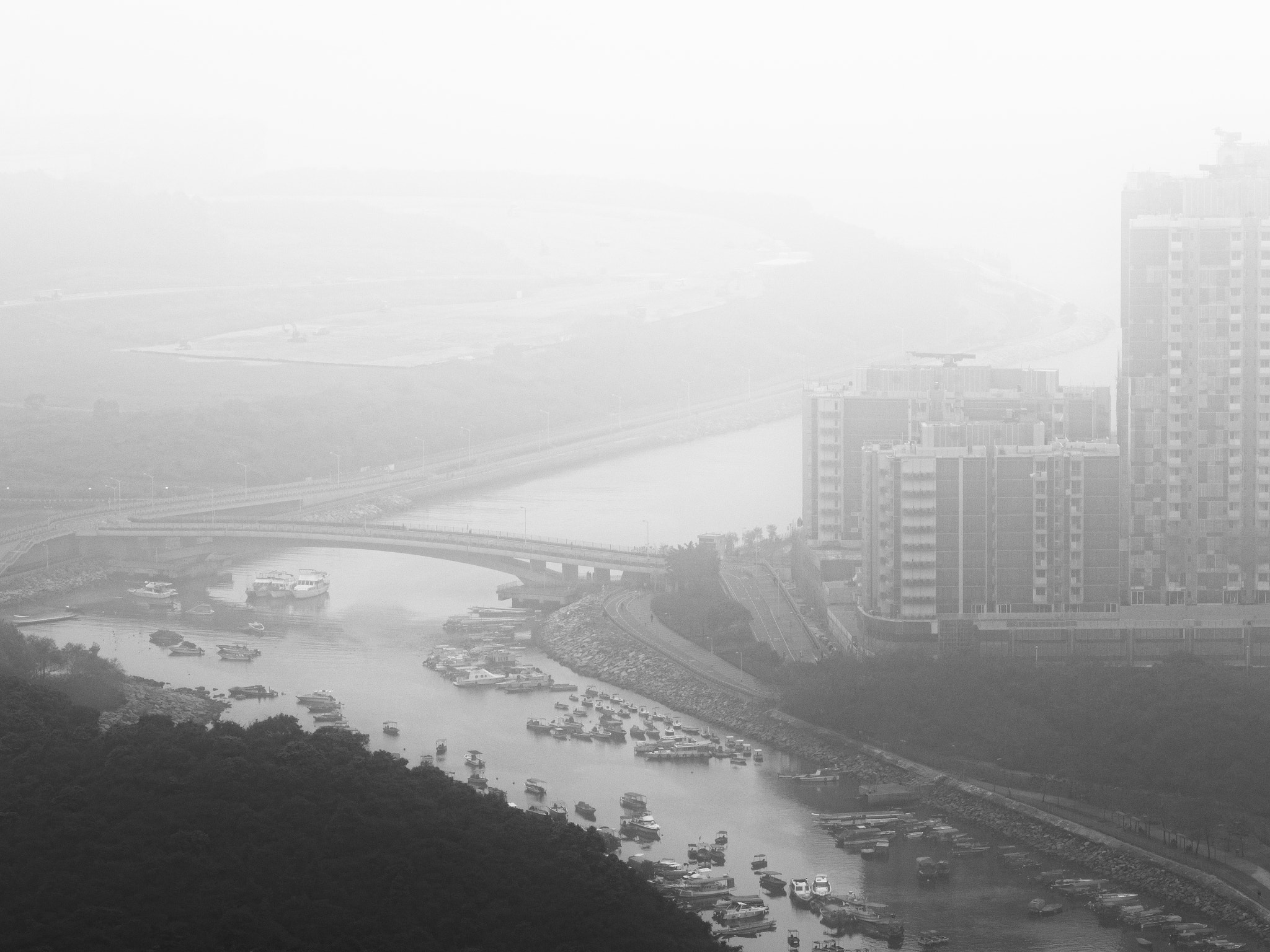 Olympus OM-D E-M5 II + Olympus M.Zuiko Digital ED 75mm F1.8 sample photo. Air view in a foggy day photography