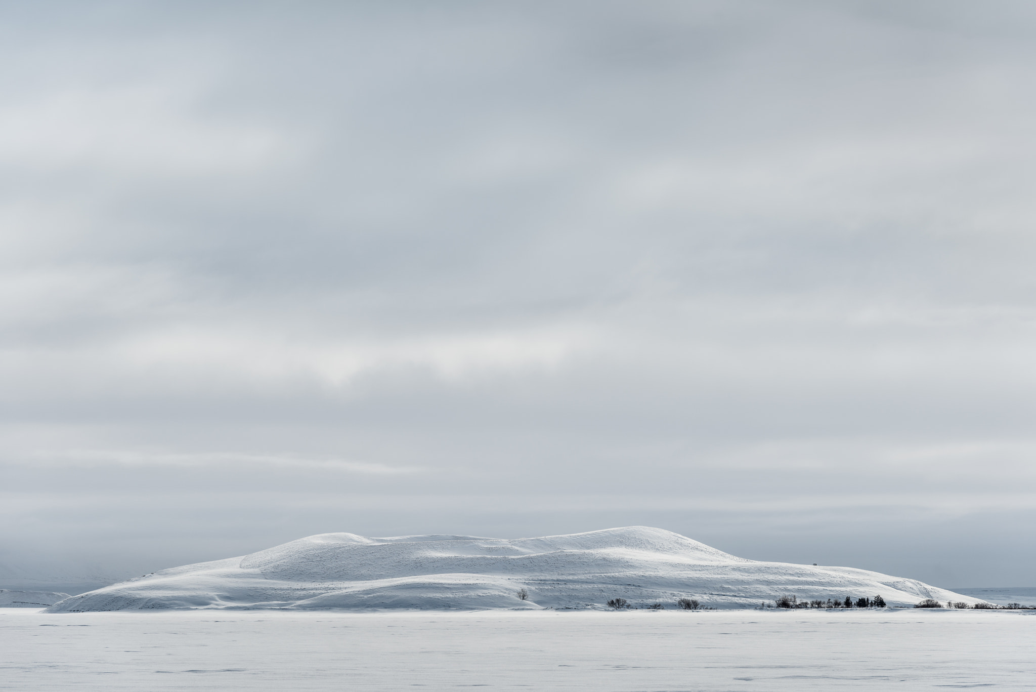 Nikon AF-S Nikkor 70-200mm F2.8G ED VR II sample photo. Snow covered pseudo crater in iceland. photography