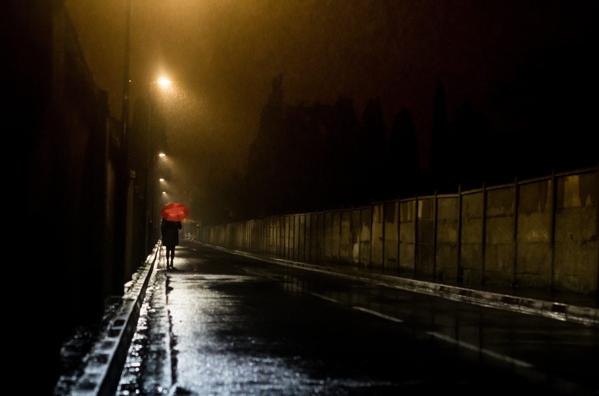 Pentax K-30 + Pentax smc DA 50mm F1.8 sample photo. Red rain road photography