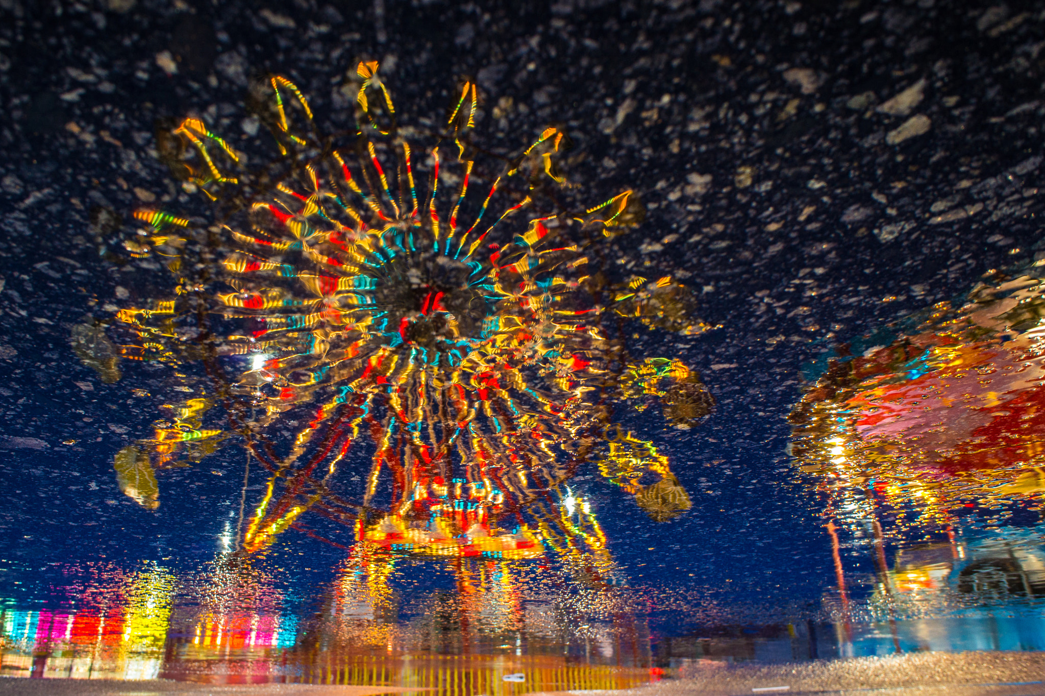 Sony Alpha NEX-5 + Sony E 16mm F2.8 sample photo. Rain at fun fair photography