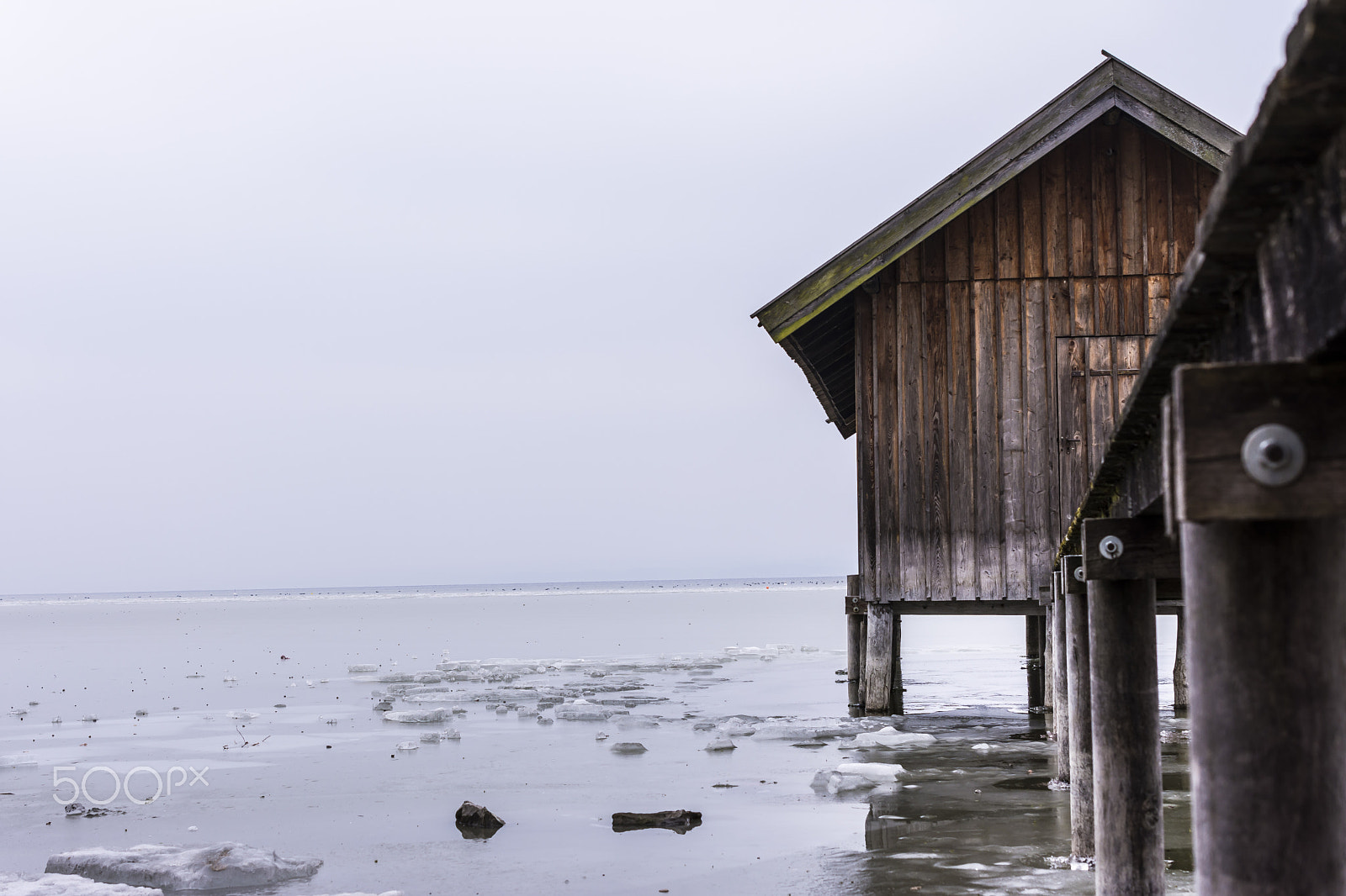 Nikon AF-S DX Micro Nikkor 40mm F2.8 sample photo. Boat house on a frozen lake photography