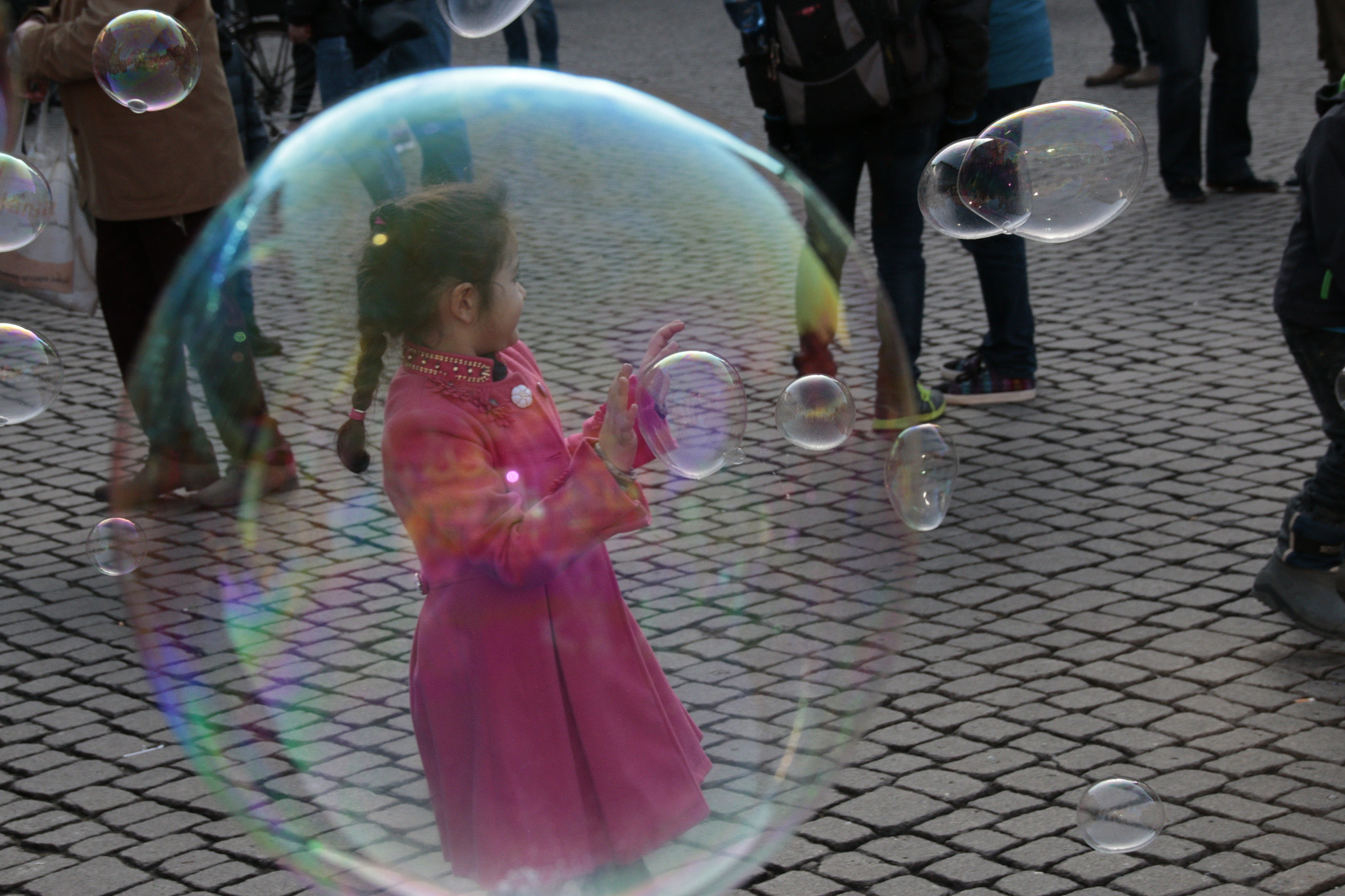 Sigma 18-250mm F3.5-6.3 DC OS HSM sample photo. Little girl (in a soap bubble) having fun with soap bubbles photography