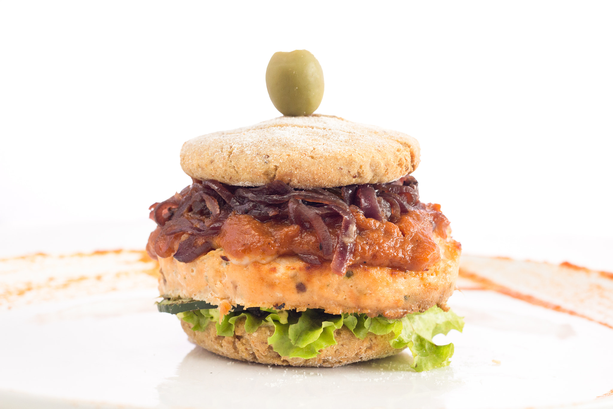 Canon EF 50mm F1.8 II sample photo. Salmon hamburguer photography