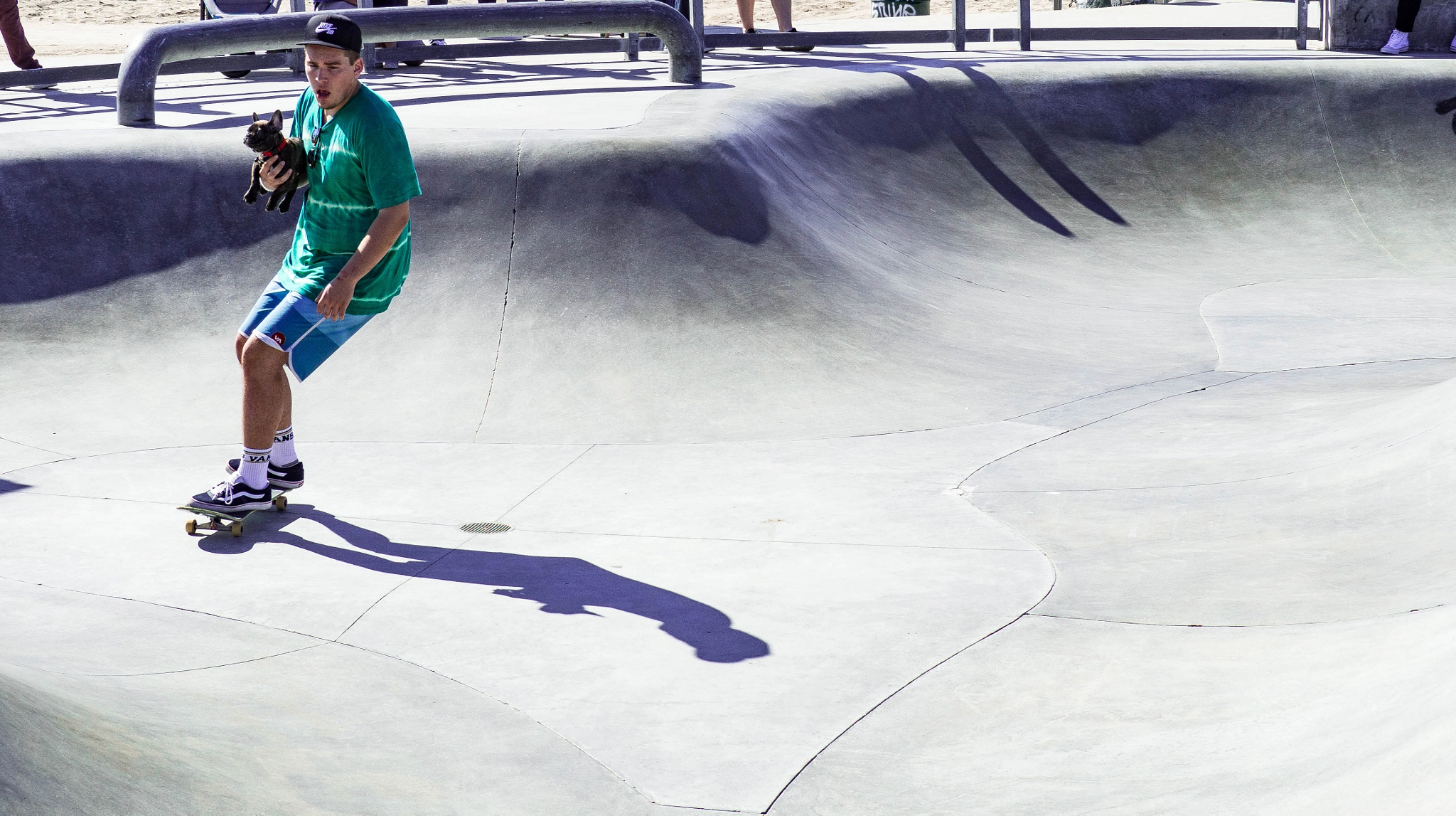 Olympus OM-D E-M10 sample photo. Skate and dog photography