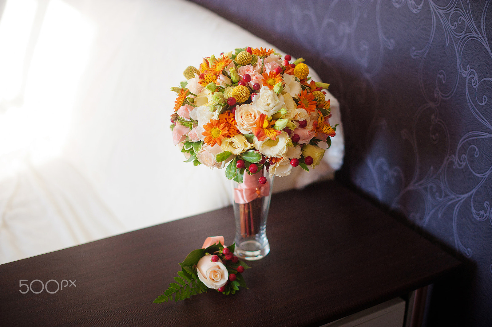 Nikon D700 + Nikon AF-S Nikkor 50mm F1.4G sample photo. Wedding bouquet in a rustic style with boutonniere photography