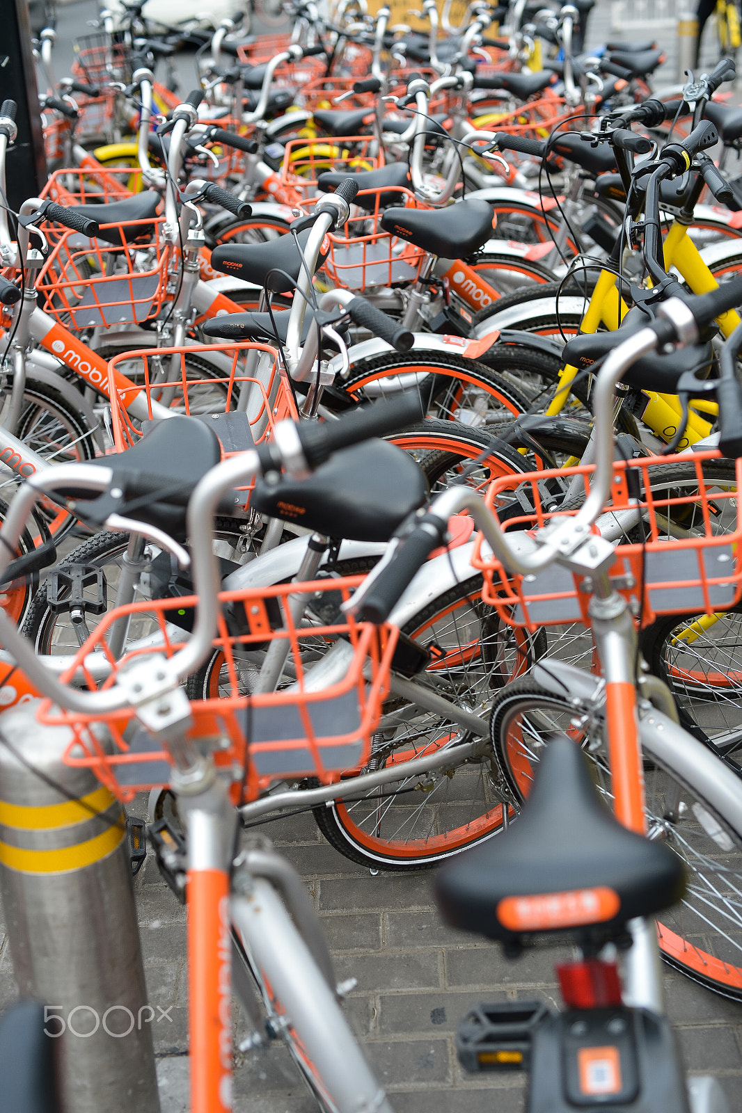 Nikon Df + Sigma 50mm F1.4 DG HSM Art sample photo. Street stacked self-service bikes photography