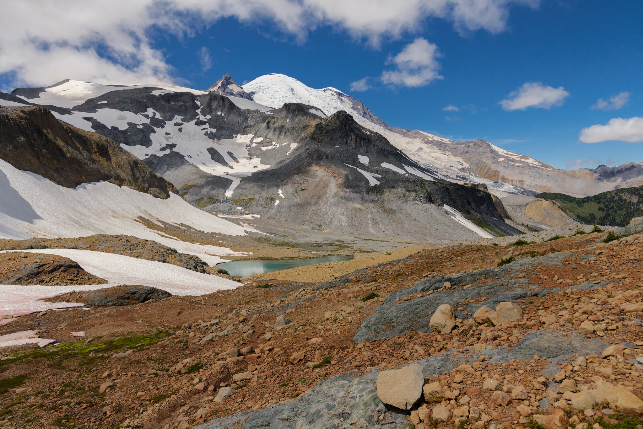 Nikon AF-S Nikkor 24-120mm F4G ED VR sample photo. Mount rainier, lake and emmons glacier photography